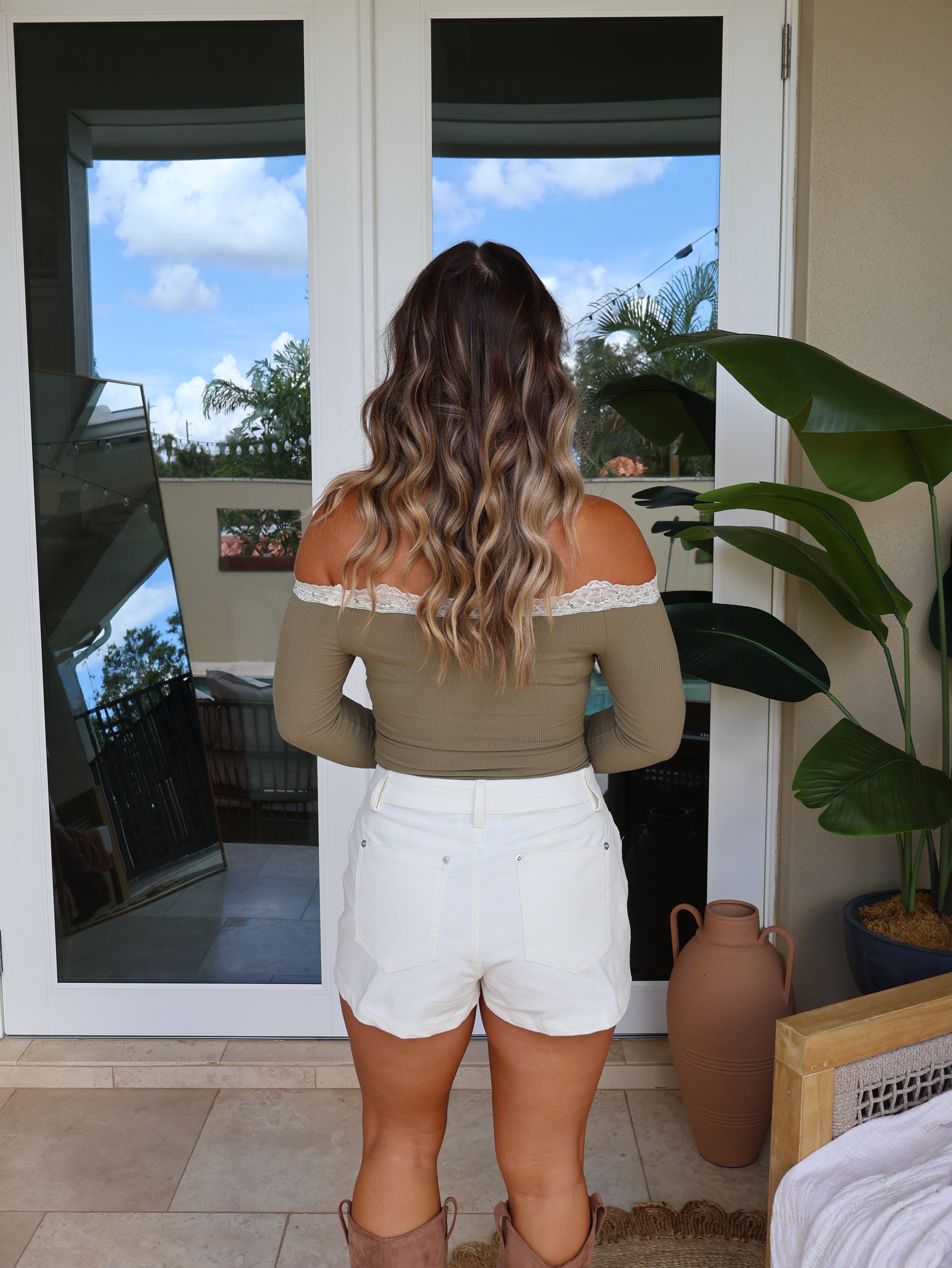 Sweet Talk Lace Top Olive