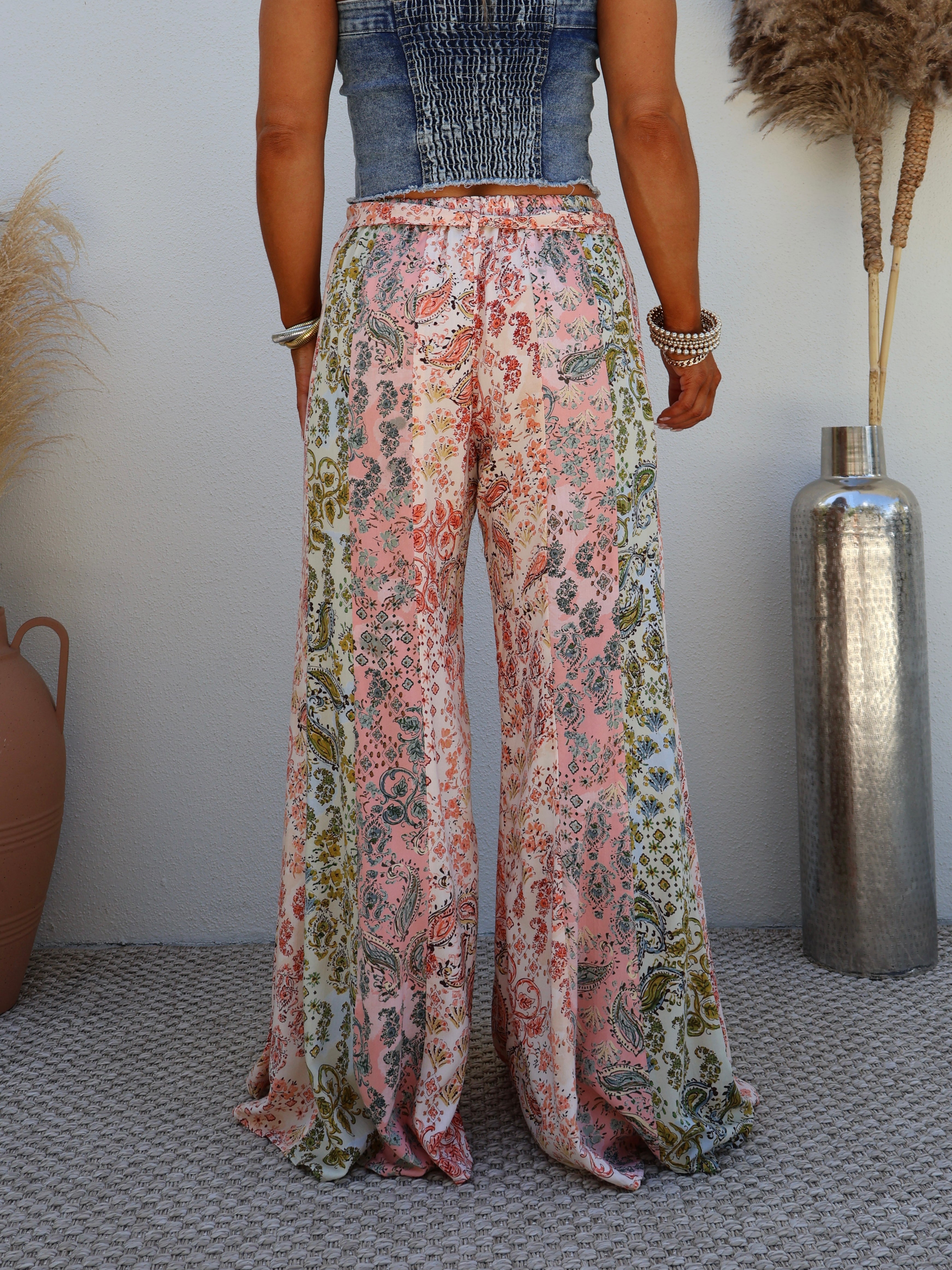 Floral Fields Boho Pants Ivory Multi
