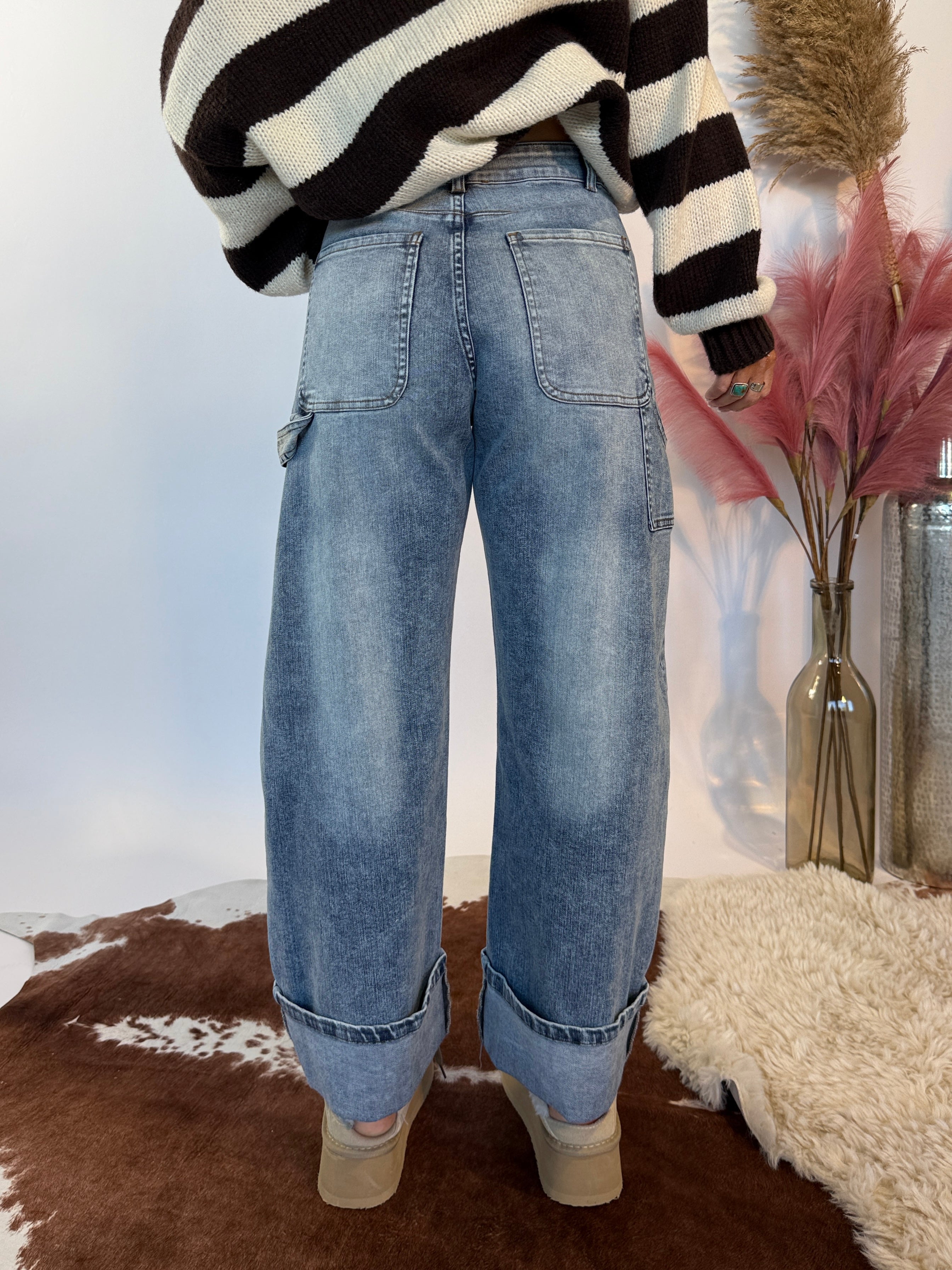 Ren Barrel Cuffed Denim Jeans