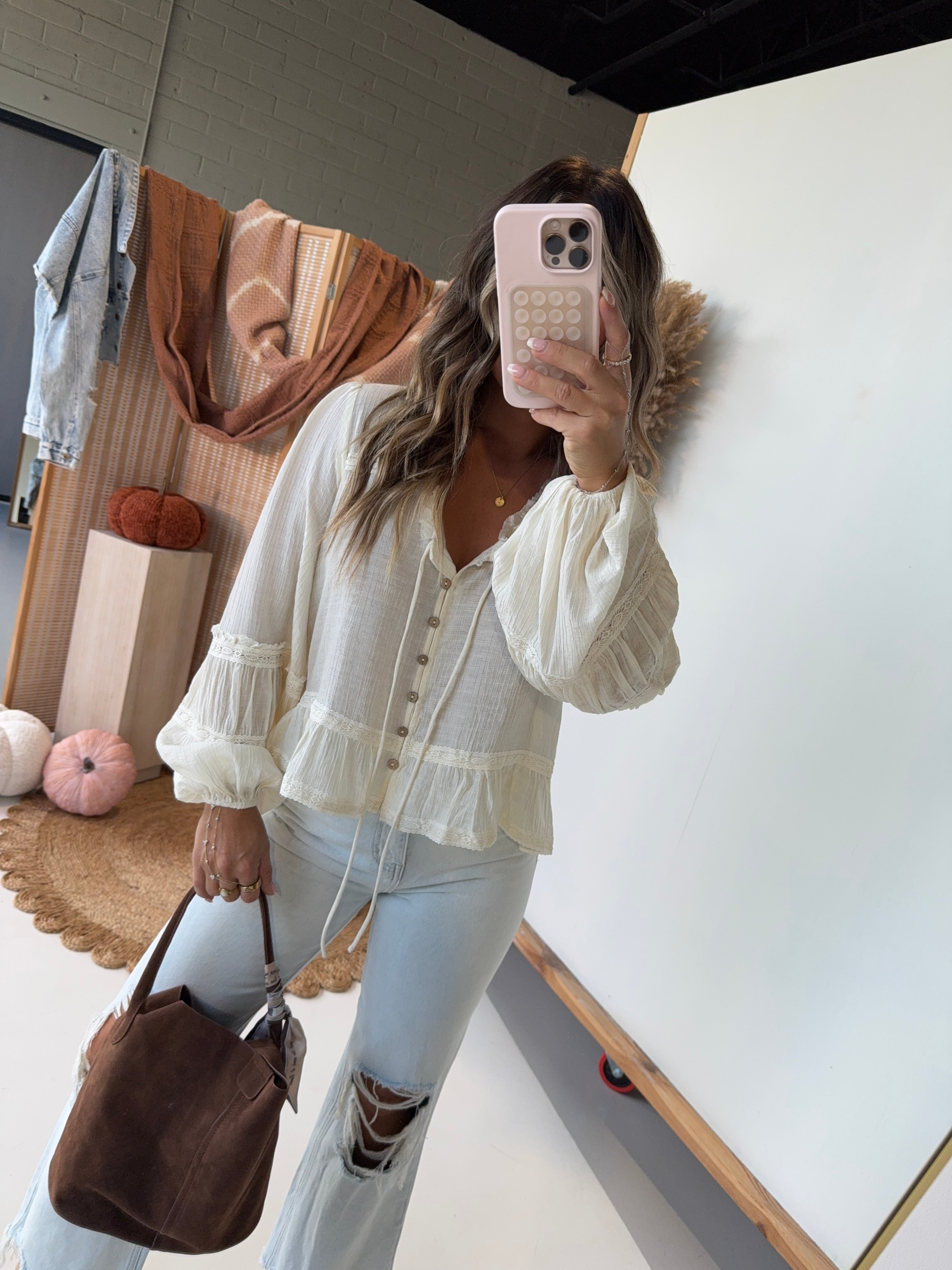 Woodland Long Sleeve Blouse Cream