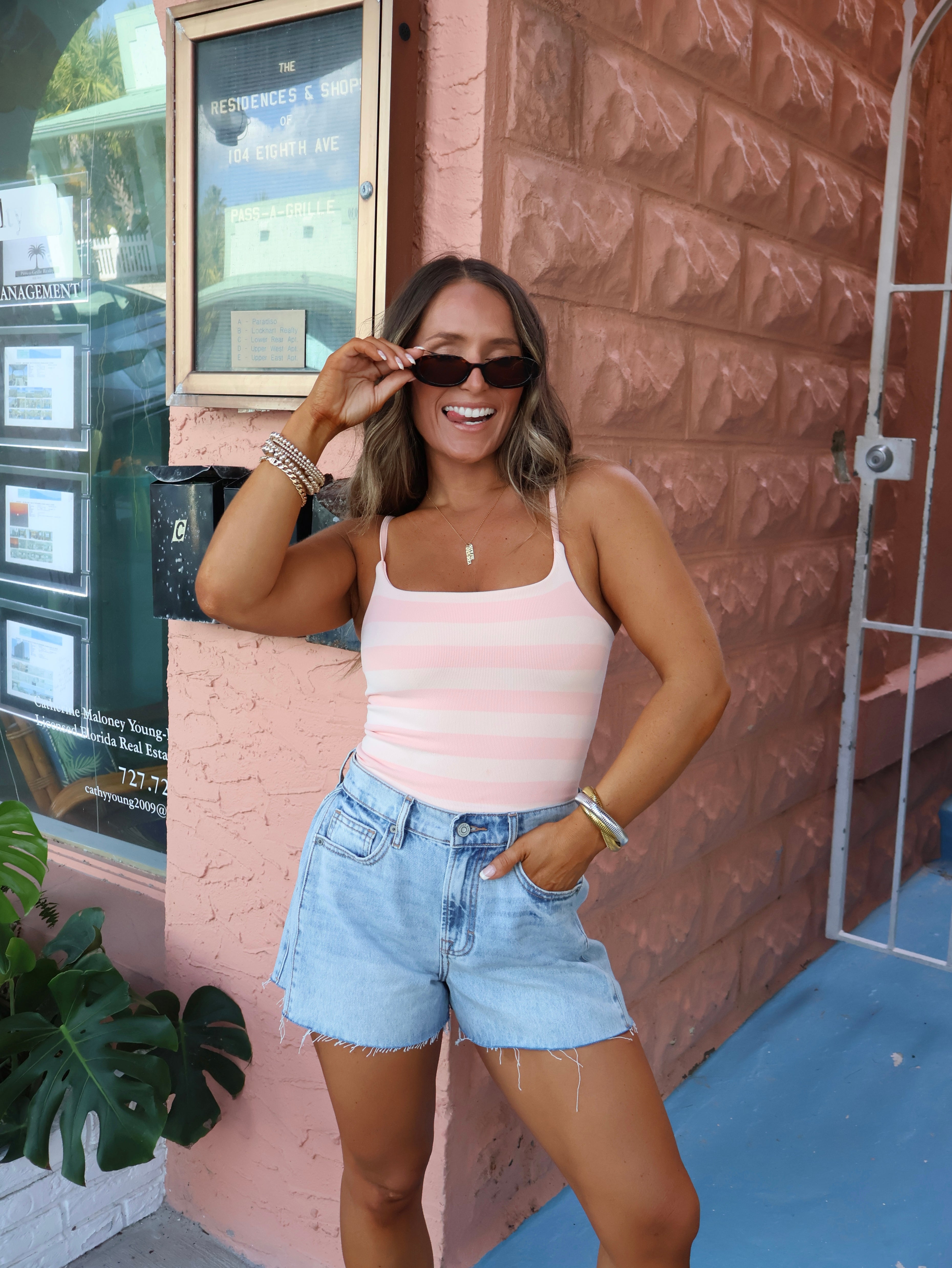Lazy Day Striped Cami Light Pink