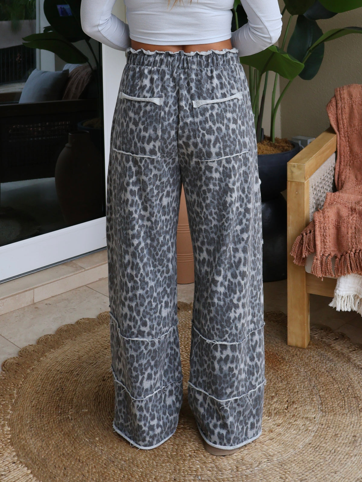Leopard Trail Lounge Pants Charcoal Multi