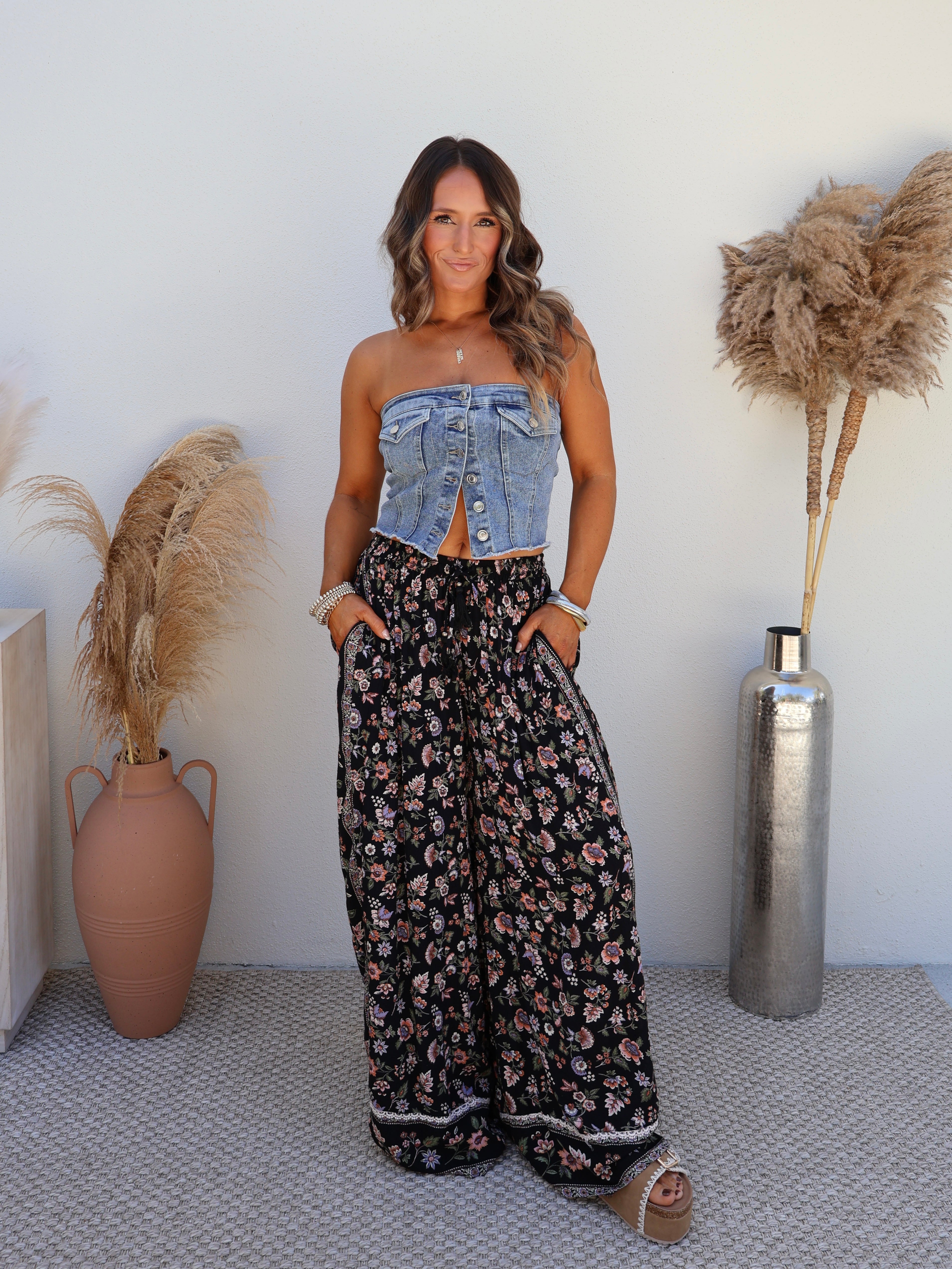 Throughout Time Boho Pants Black