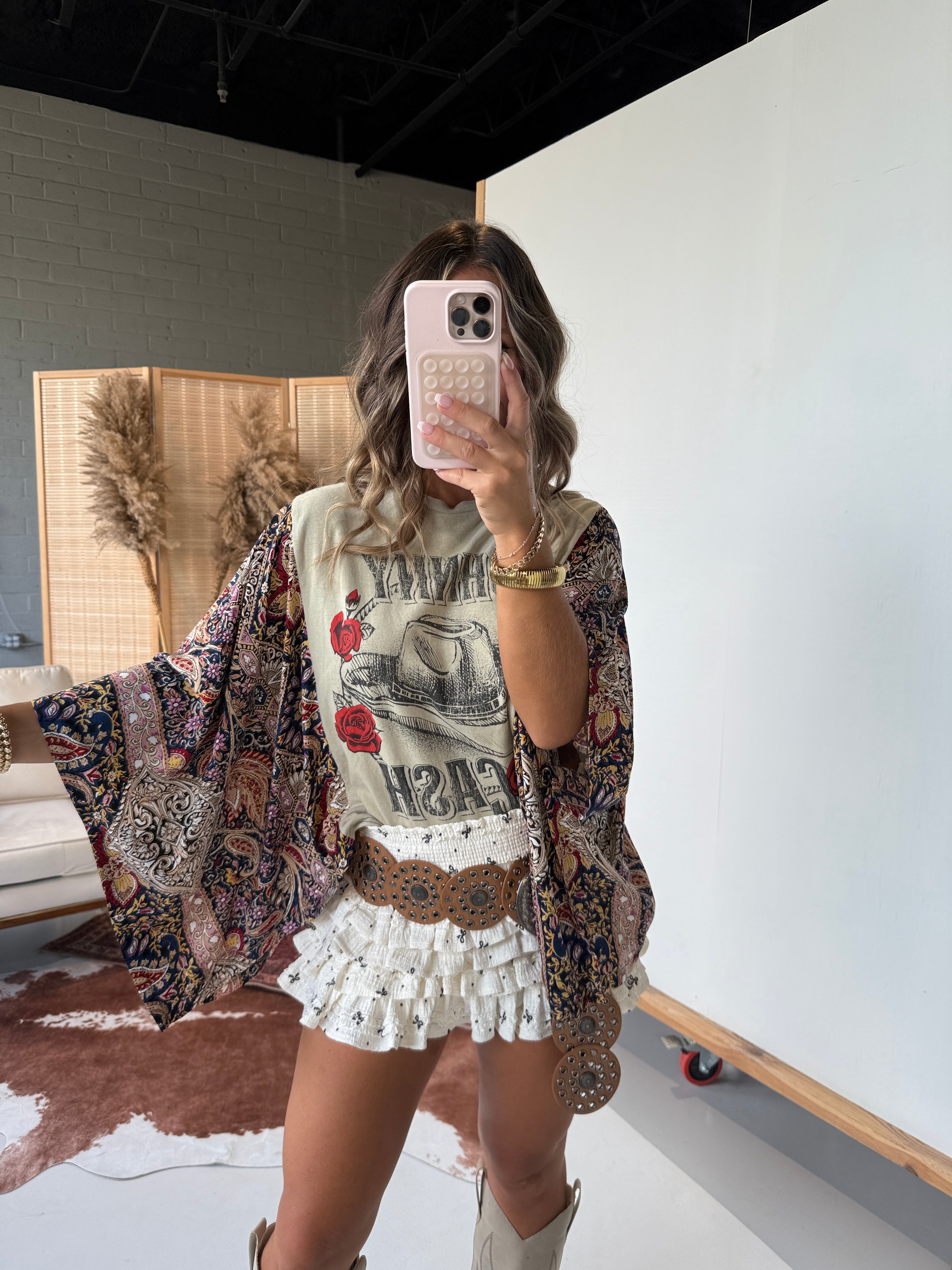 Johnny Cash Mix & Match Tee Taupe Floral
