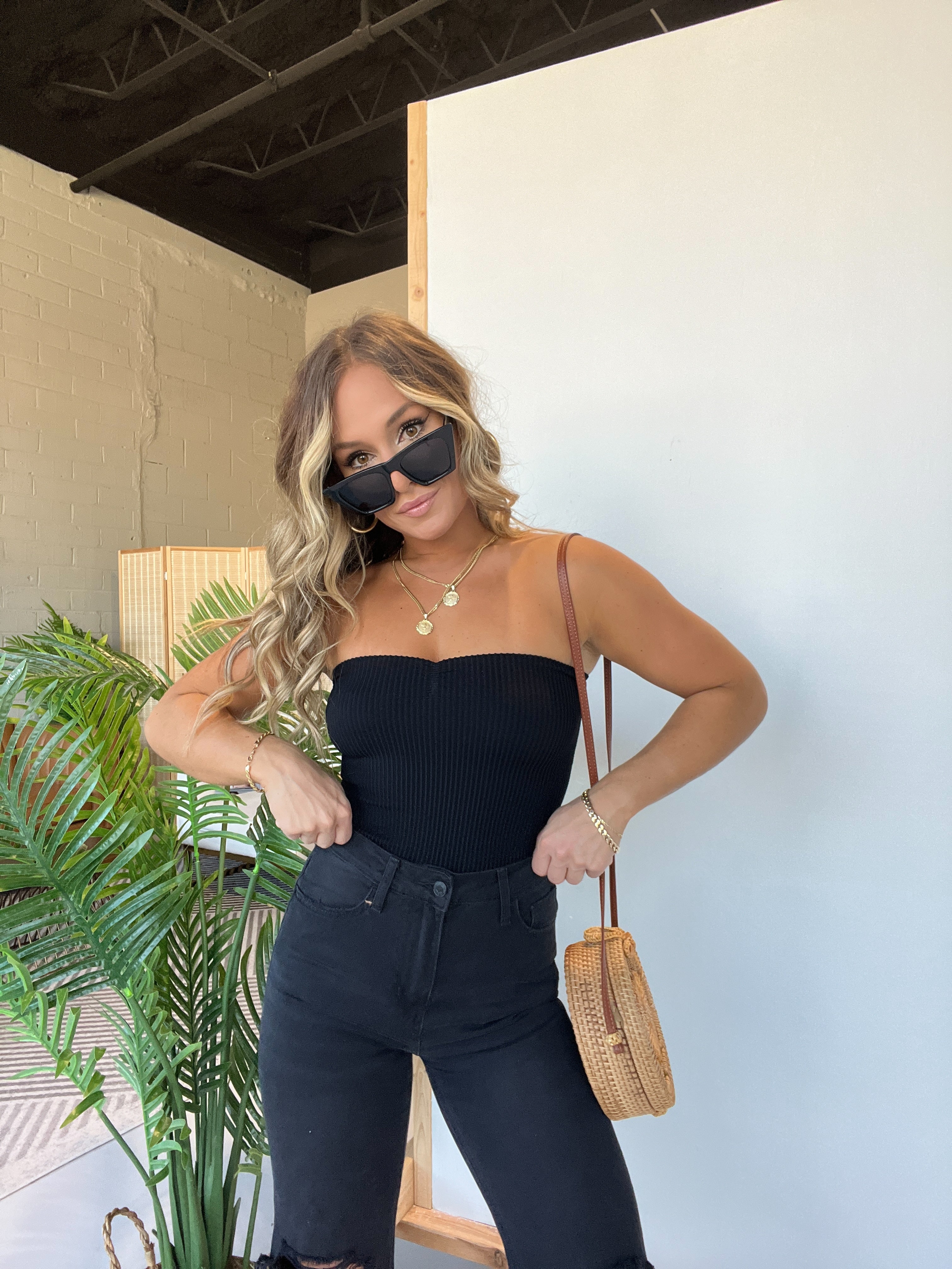Lily Ribbed Tube Top Black
