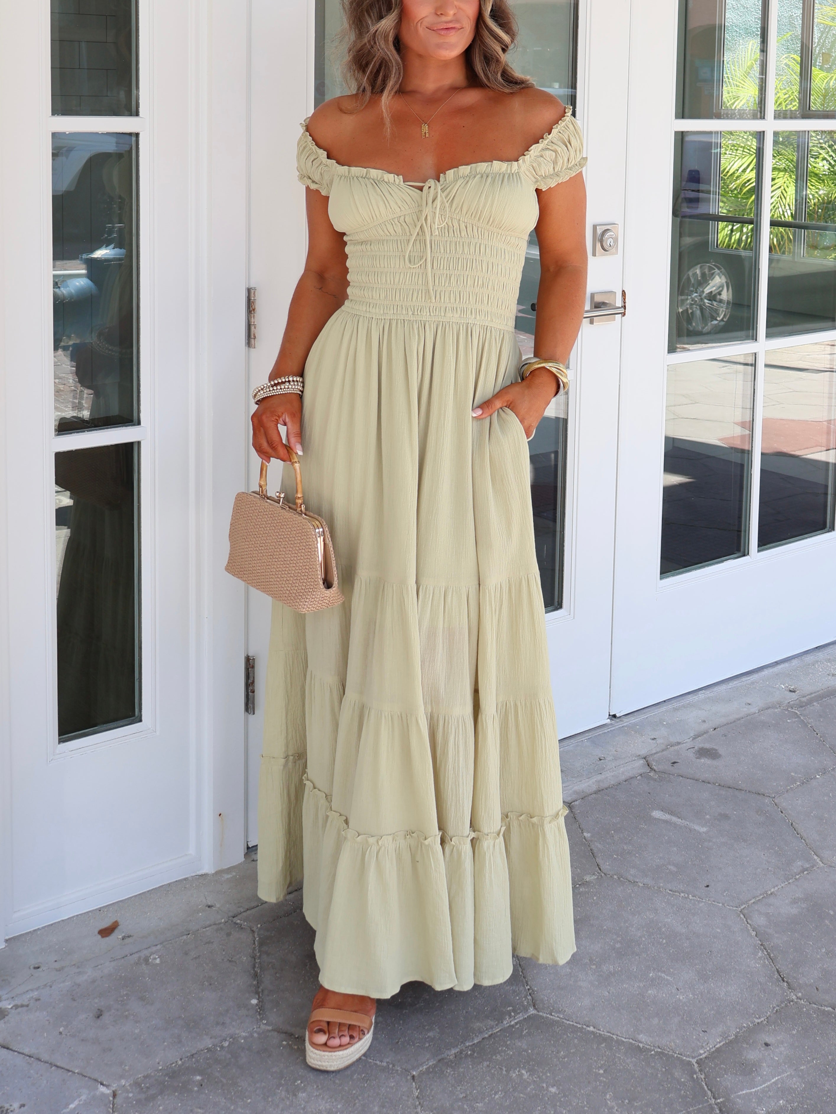 Serenity Maxi Dress Creamy Matcha