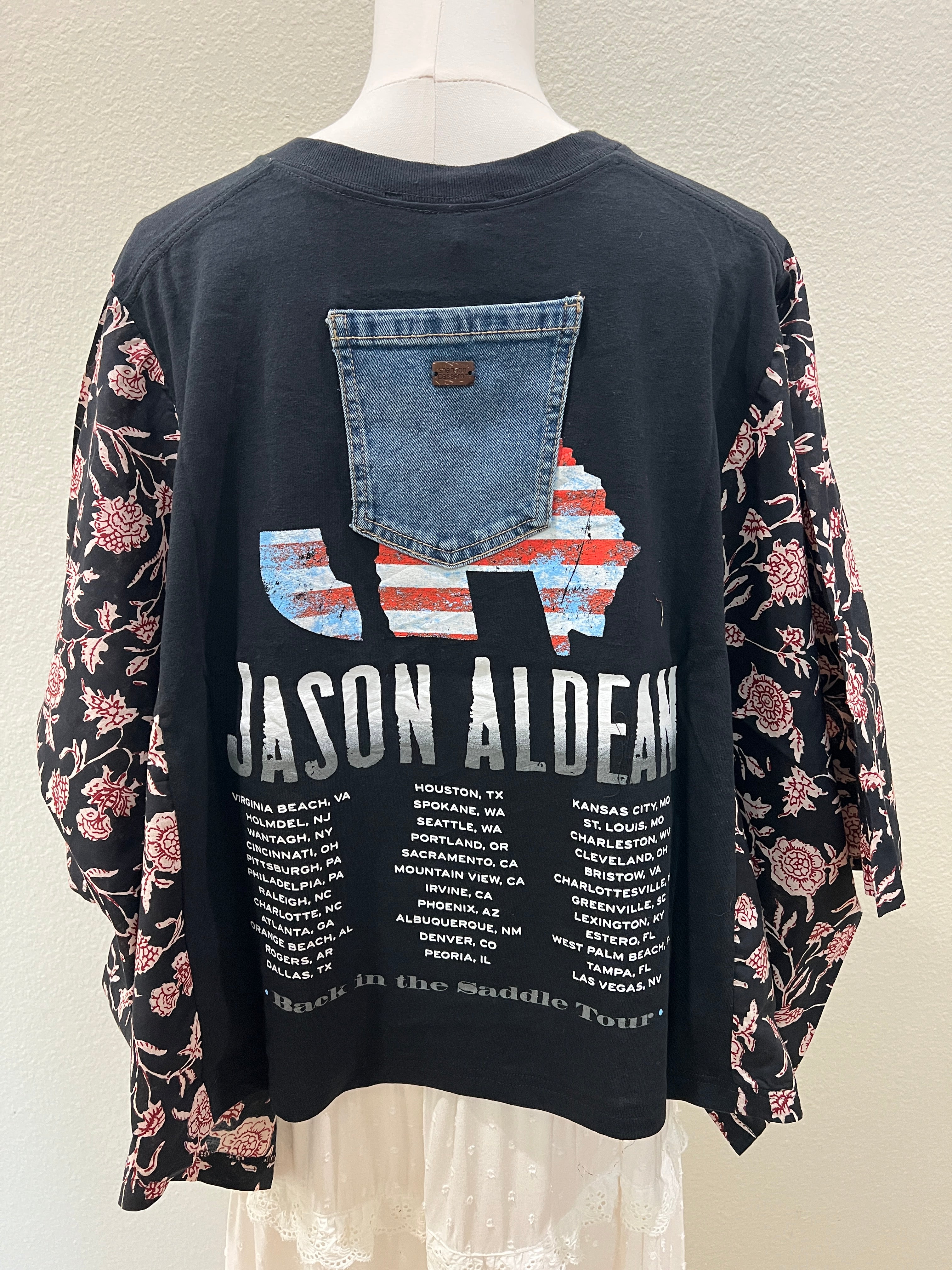 Jason Aldean Mix & Match Tee Black Floral