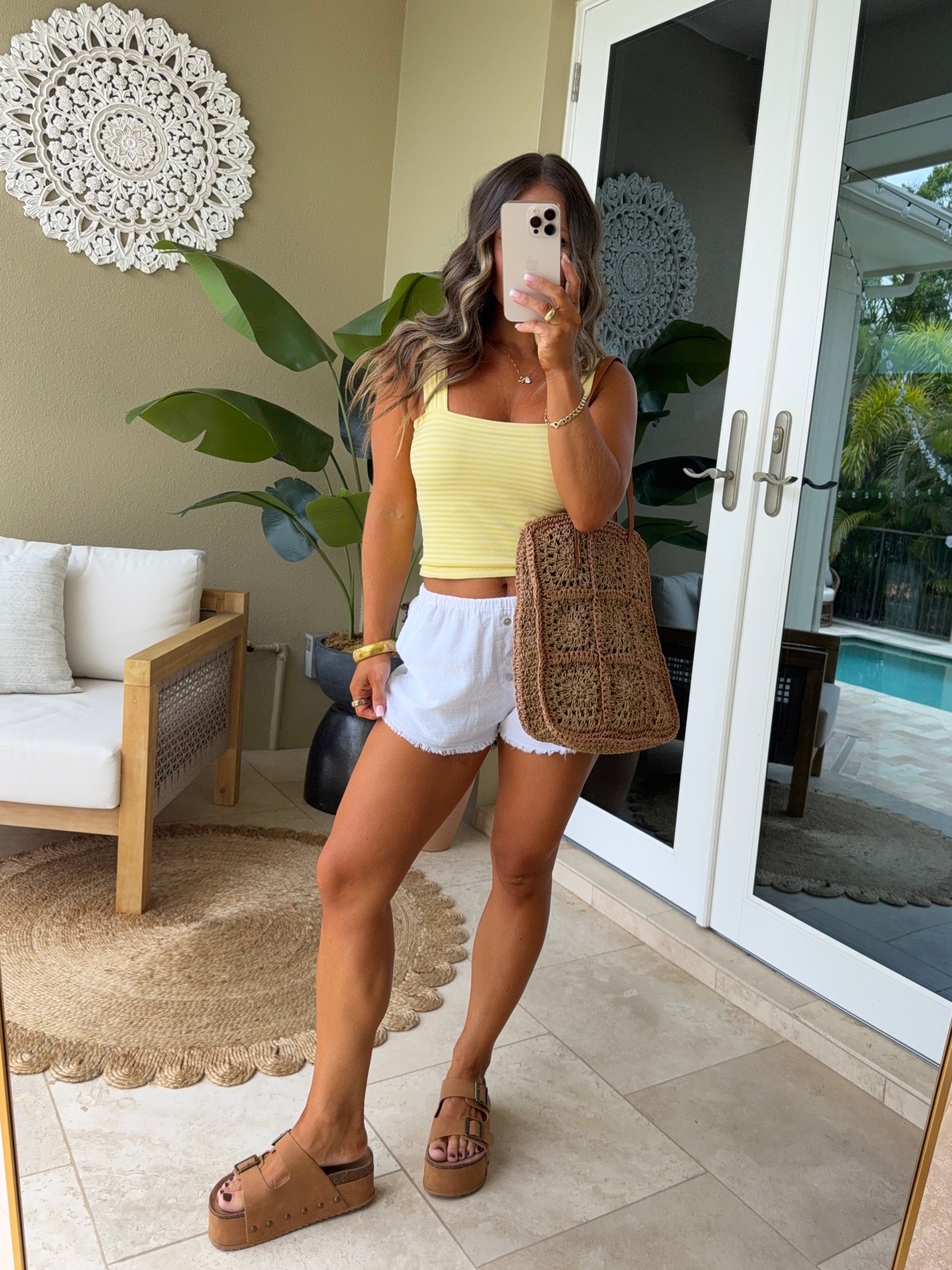 Poppy Basic Striped Tank Top Pale Banana