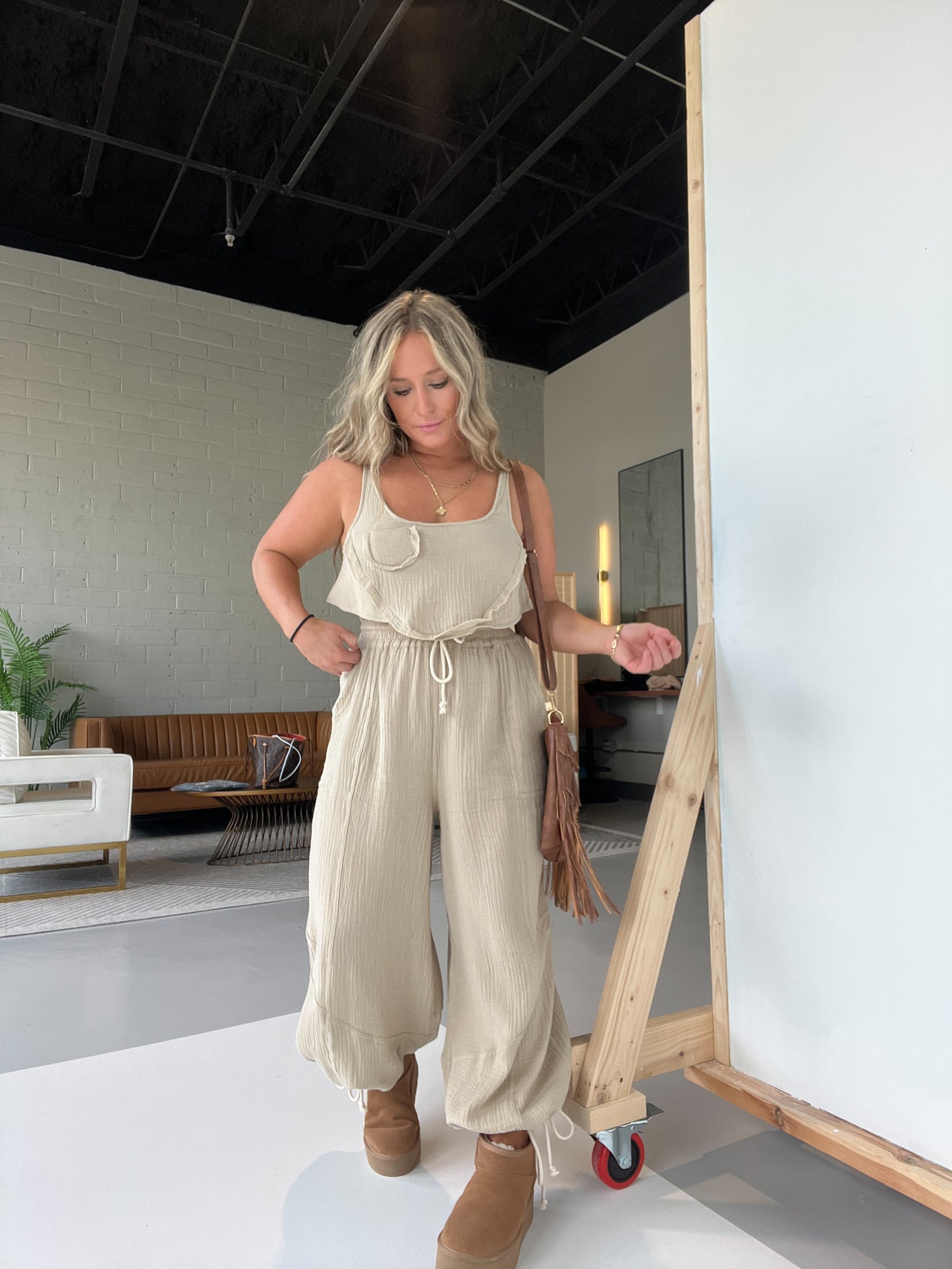Taupe Never Ever Boho Gauze Set