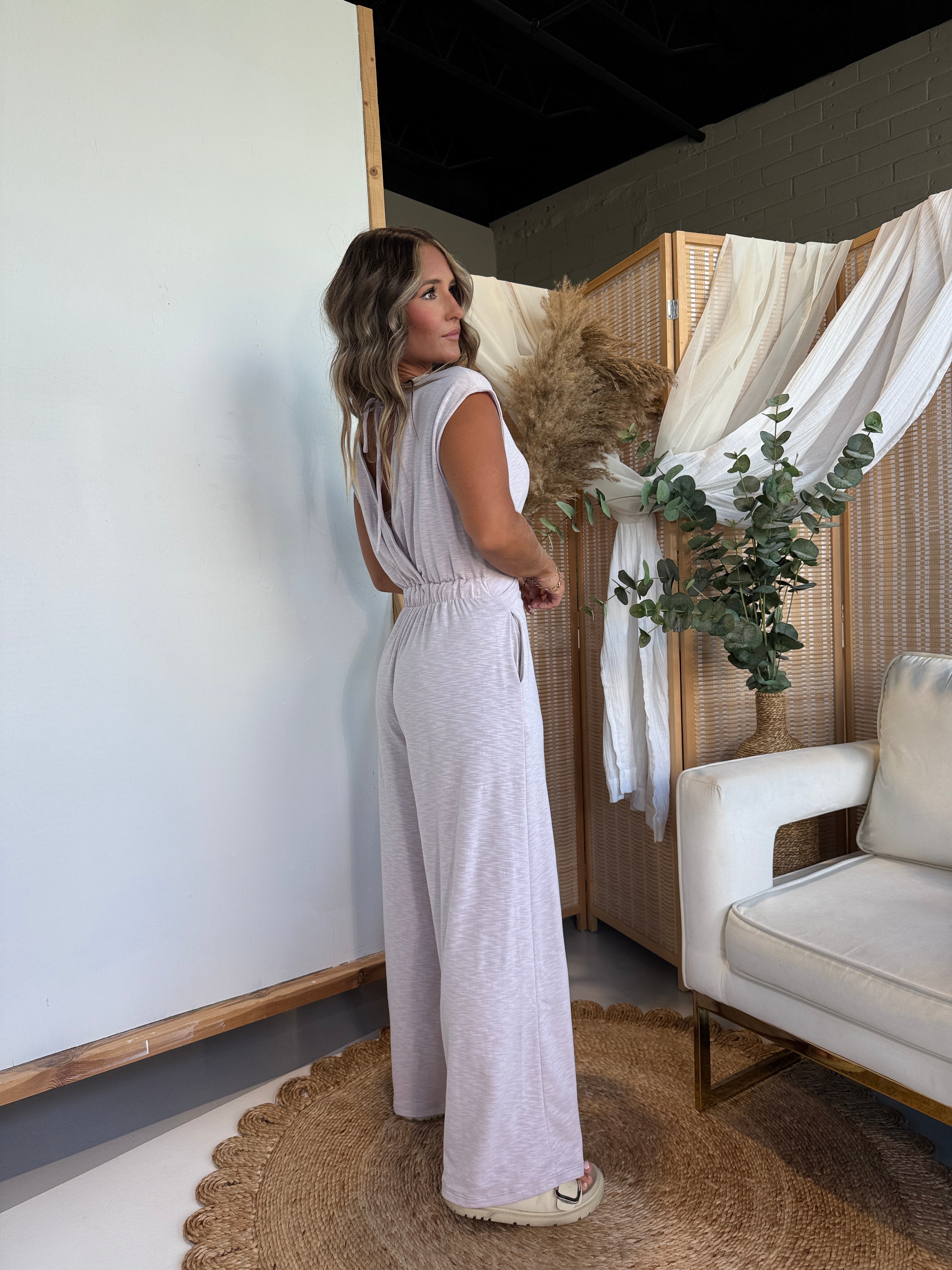 Comfy Cove Wide Leg Jumpsuit Lilac