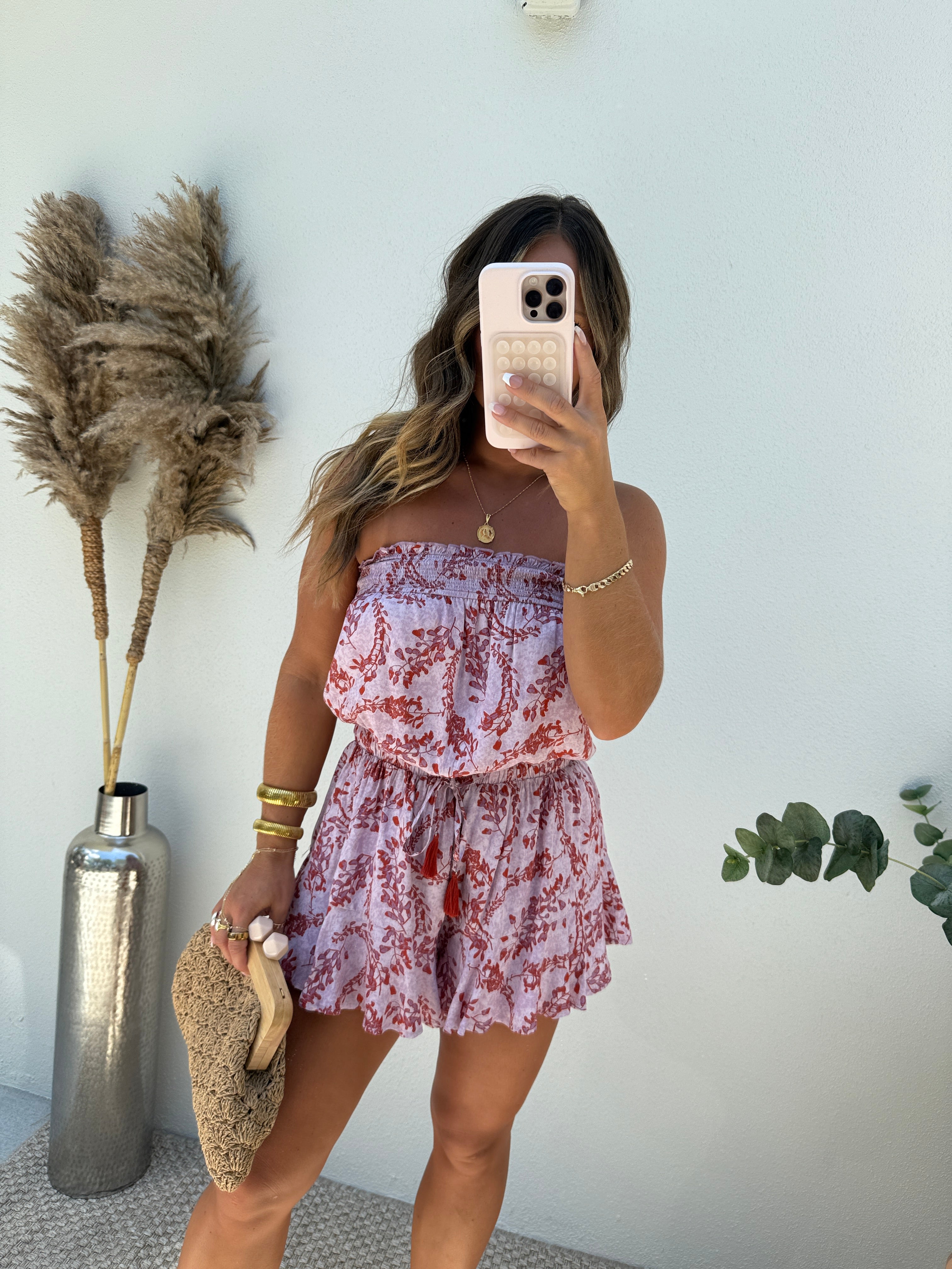 Soul Ties Tube Top Romper Pink Multi