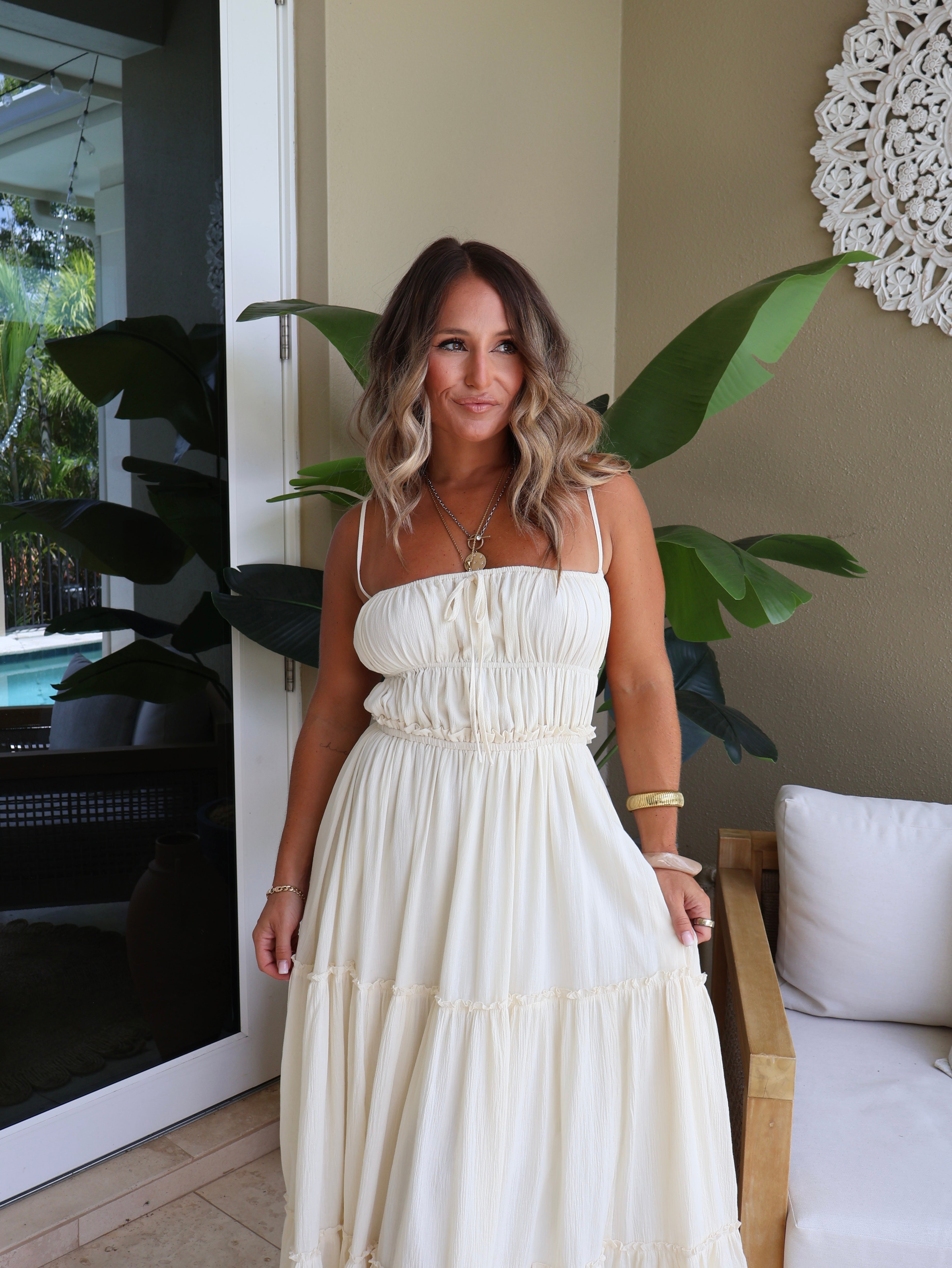 Amara Tiered Maxi Dress Cream