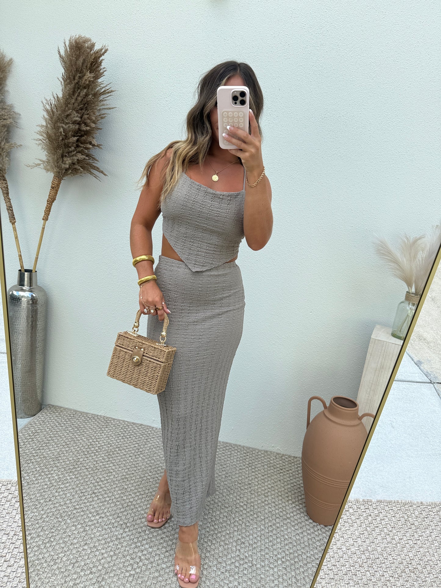 Wild Thyme Maxi Skirt Set Stone