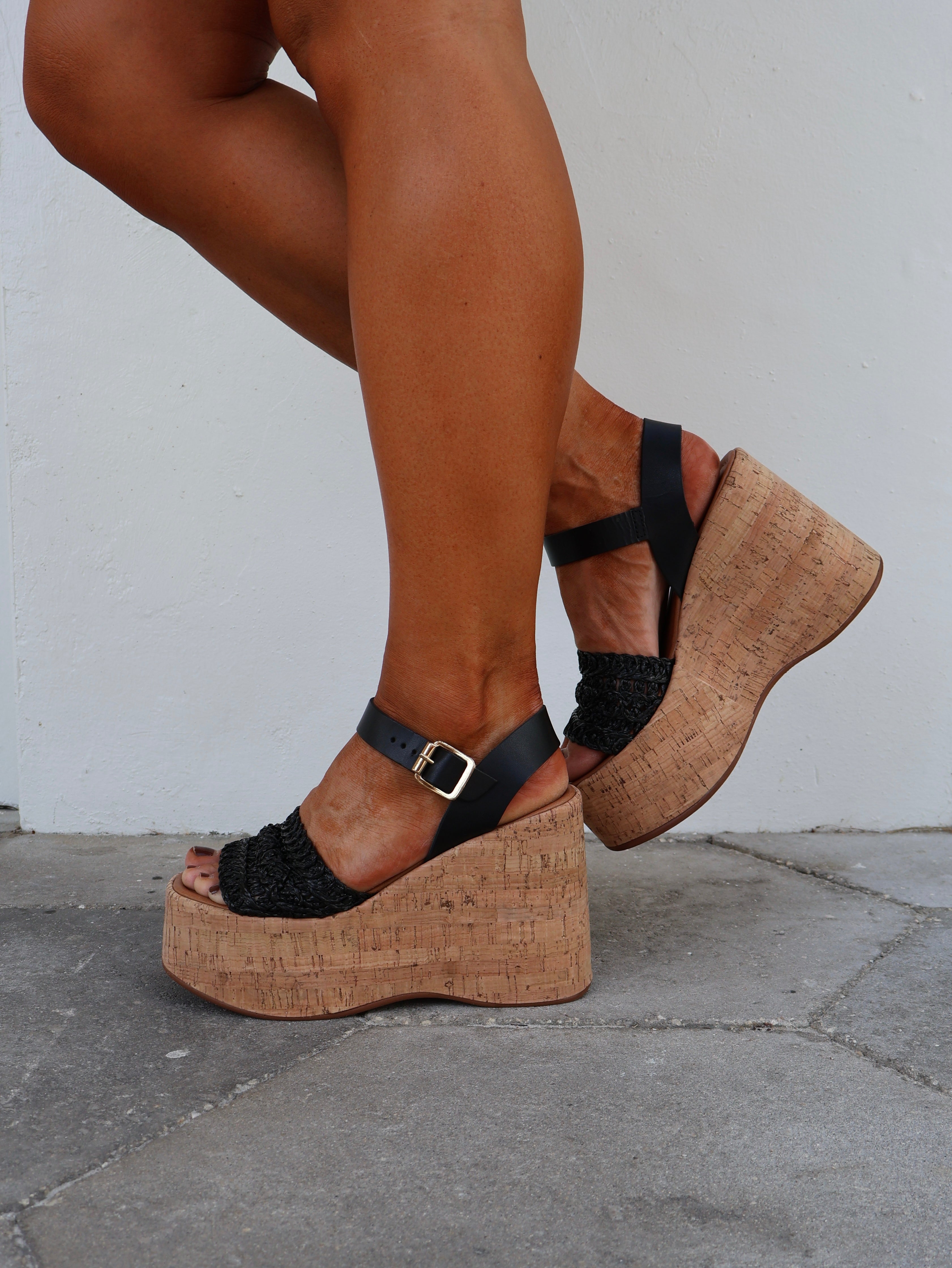 Willow Wedges Cork Natural/Black