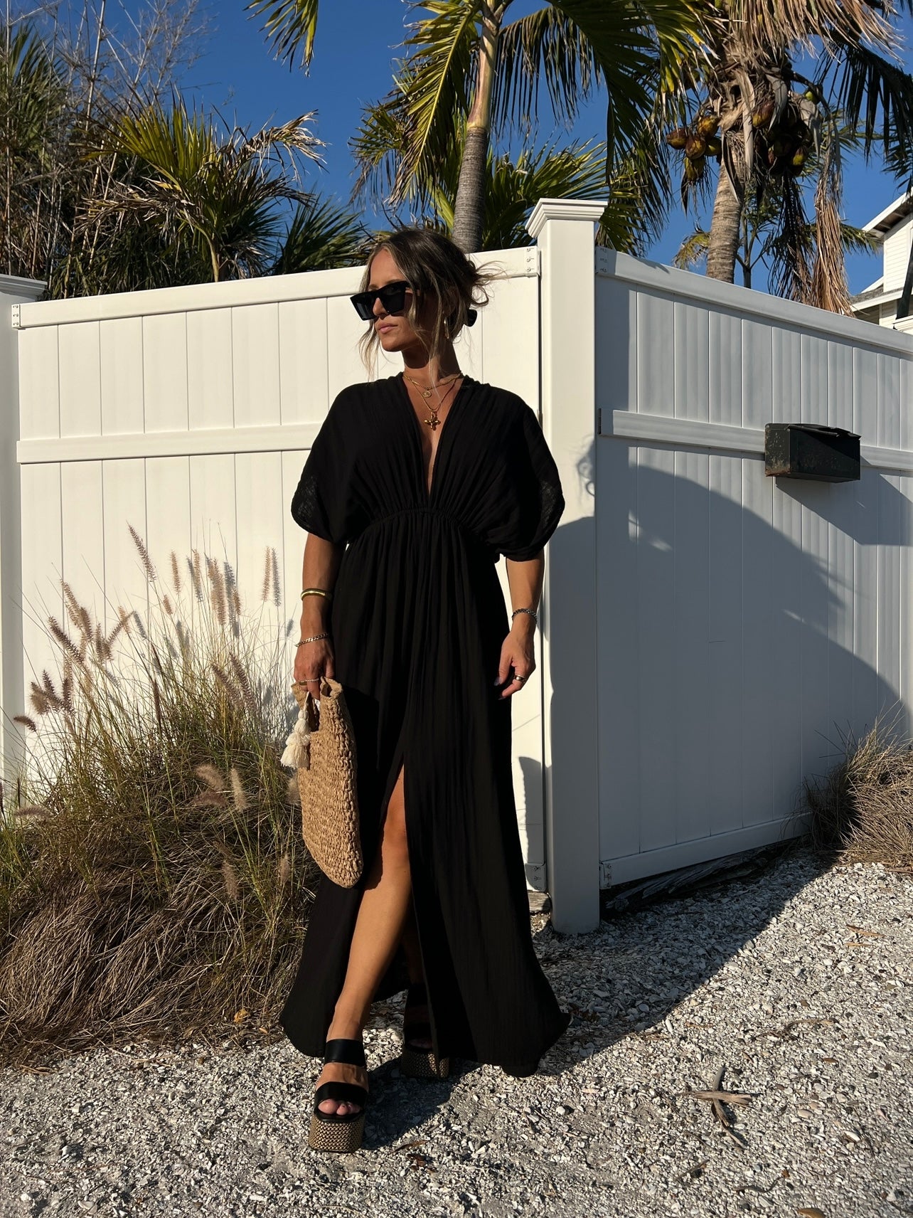 Breezy Blooms Maxi Dress Black