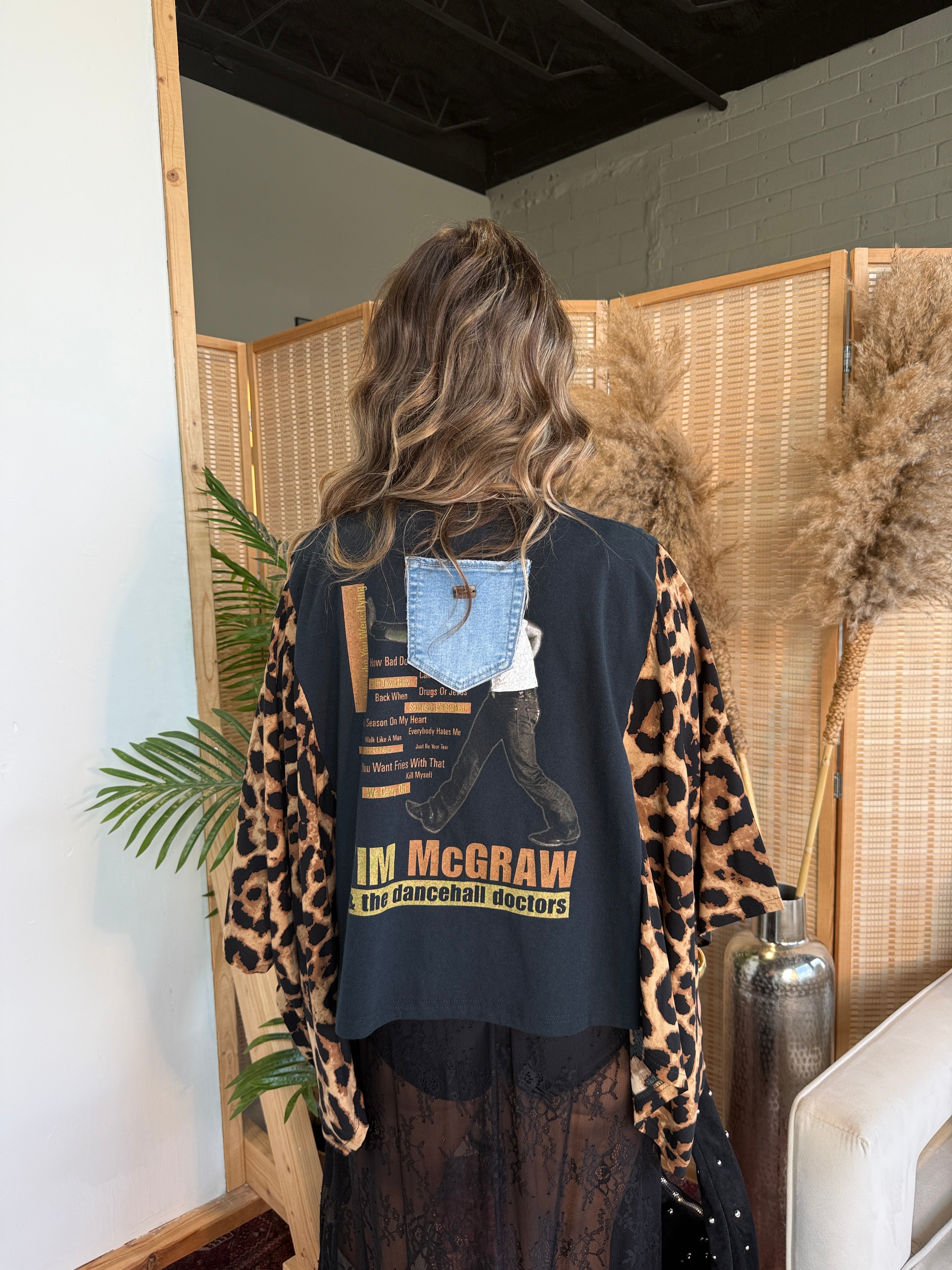 Tim McGraw Mix & Match Tee Black Cheetah