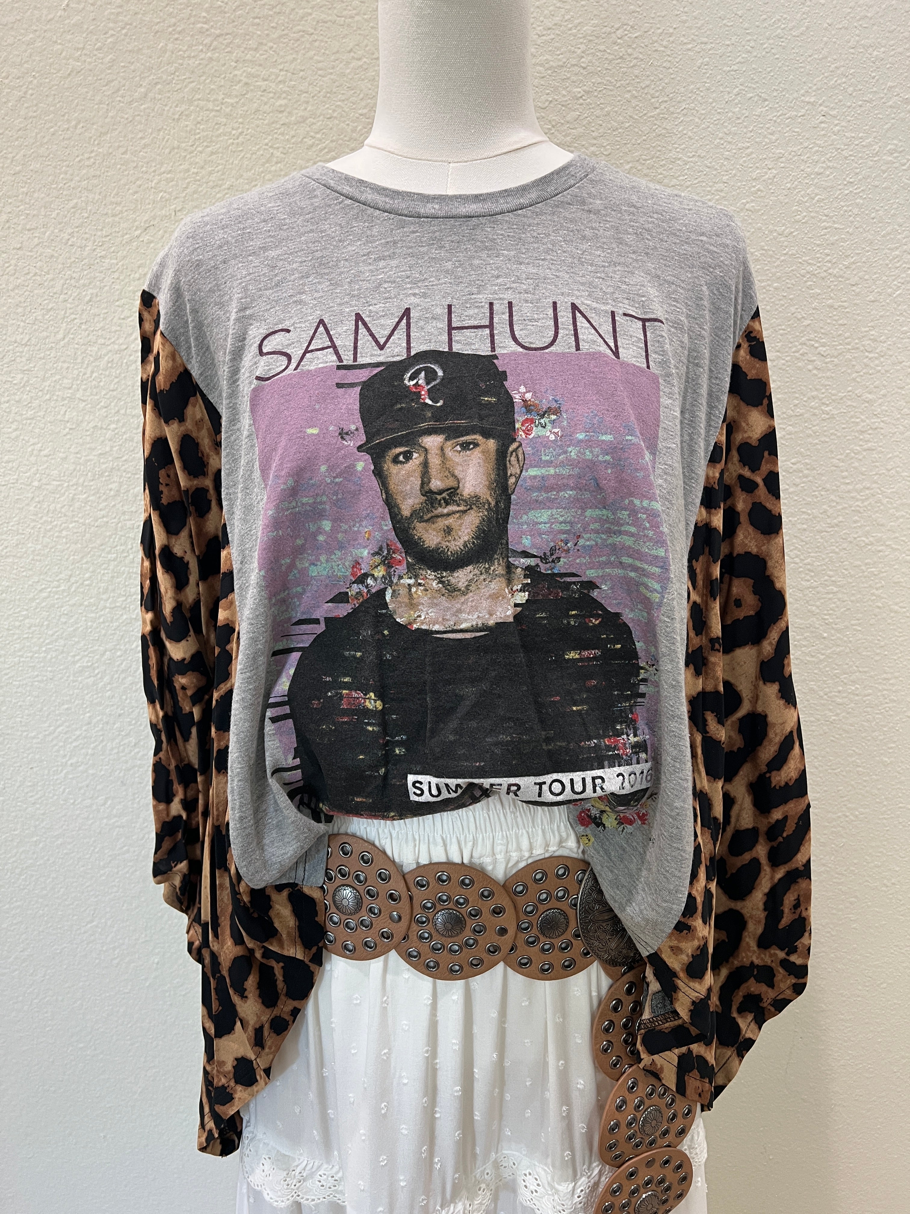 Sam Hunt Mix & Match Tee Grey Cheetah