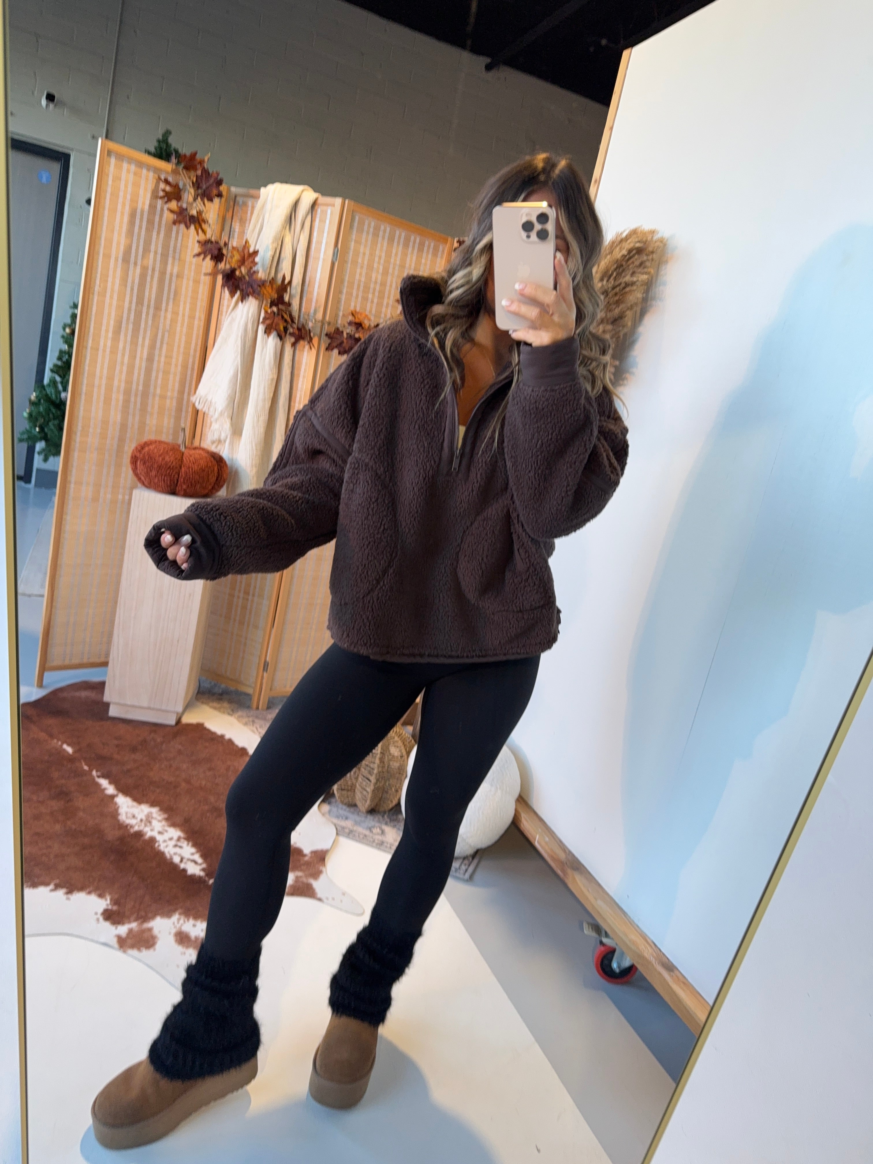 Cozy Cabin Sherpa Pullover Espresso