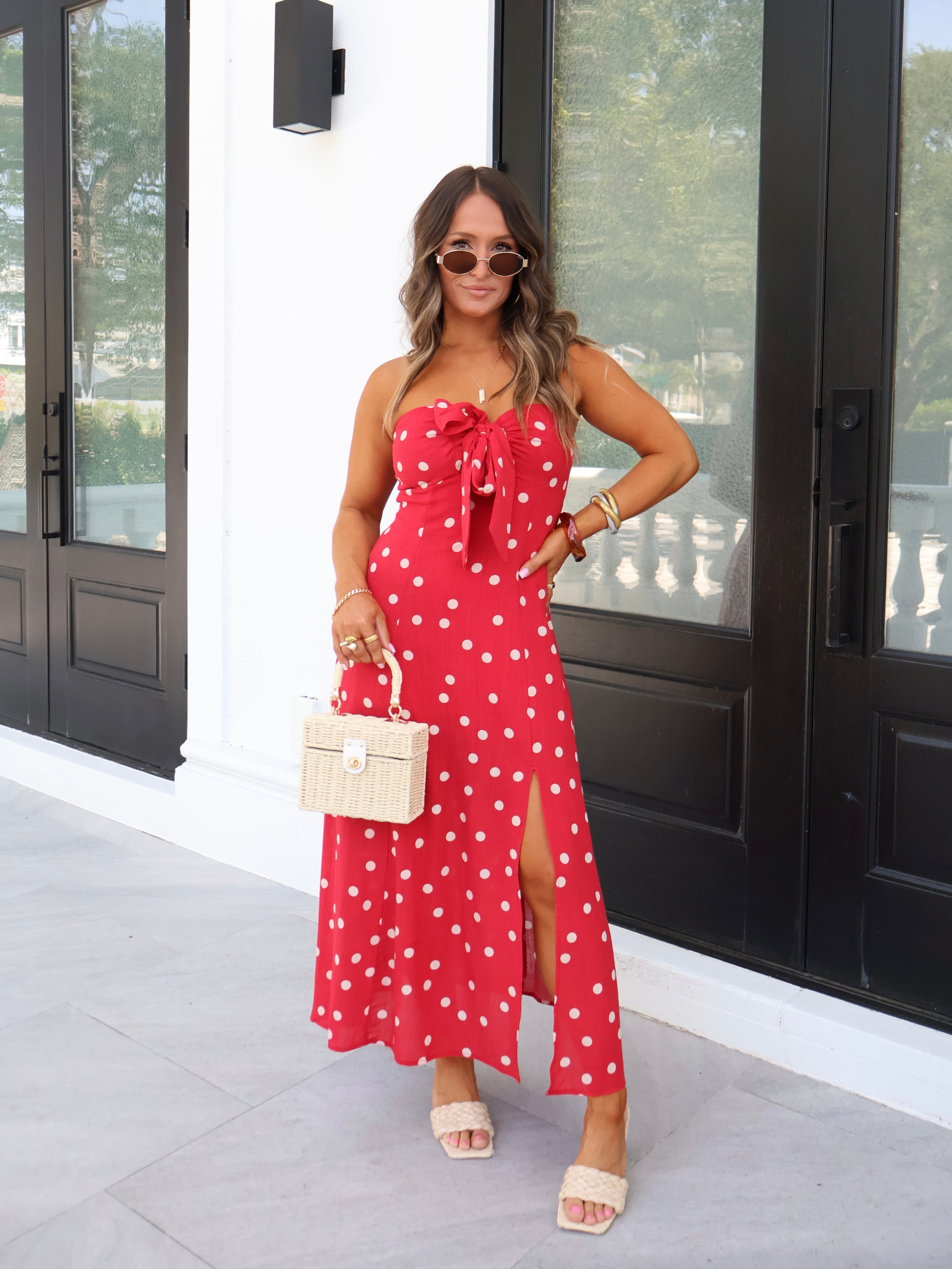 Cherry Sugar Midi Dress Red/Cream