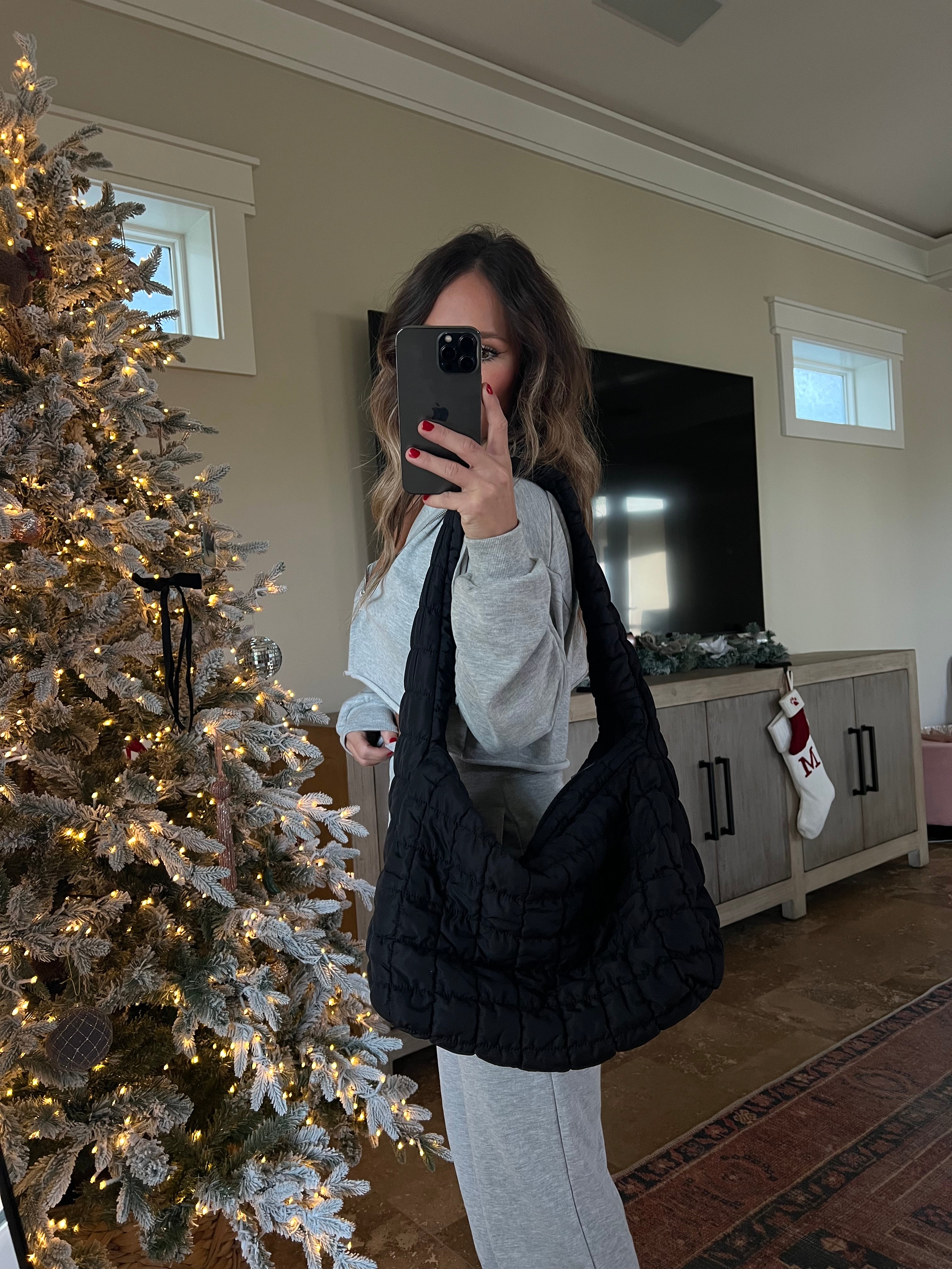 Busy Day Puffer Messenger Bag Black