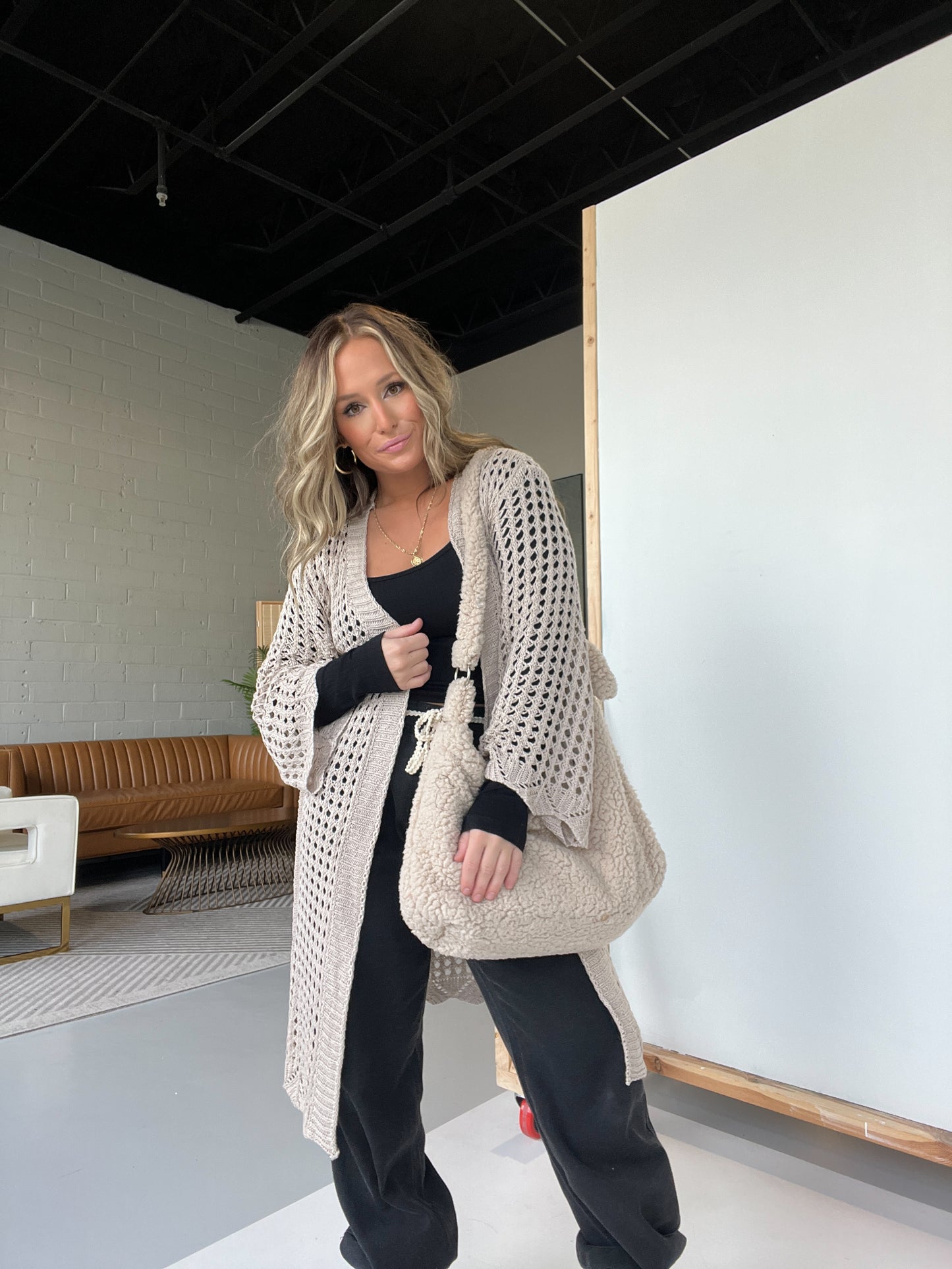 Pippa Crochet Cardigan Almond