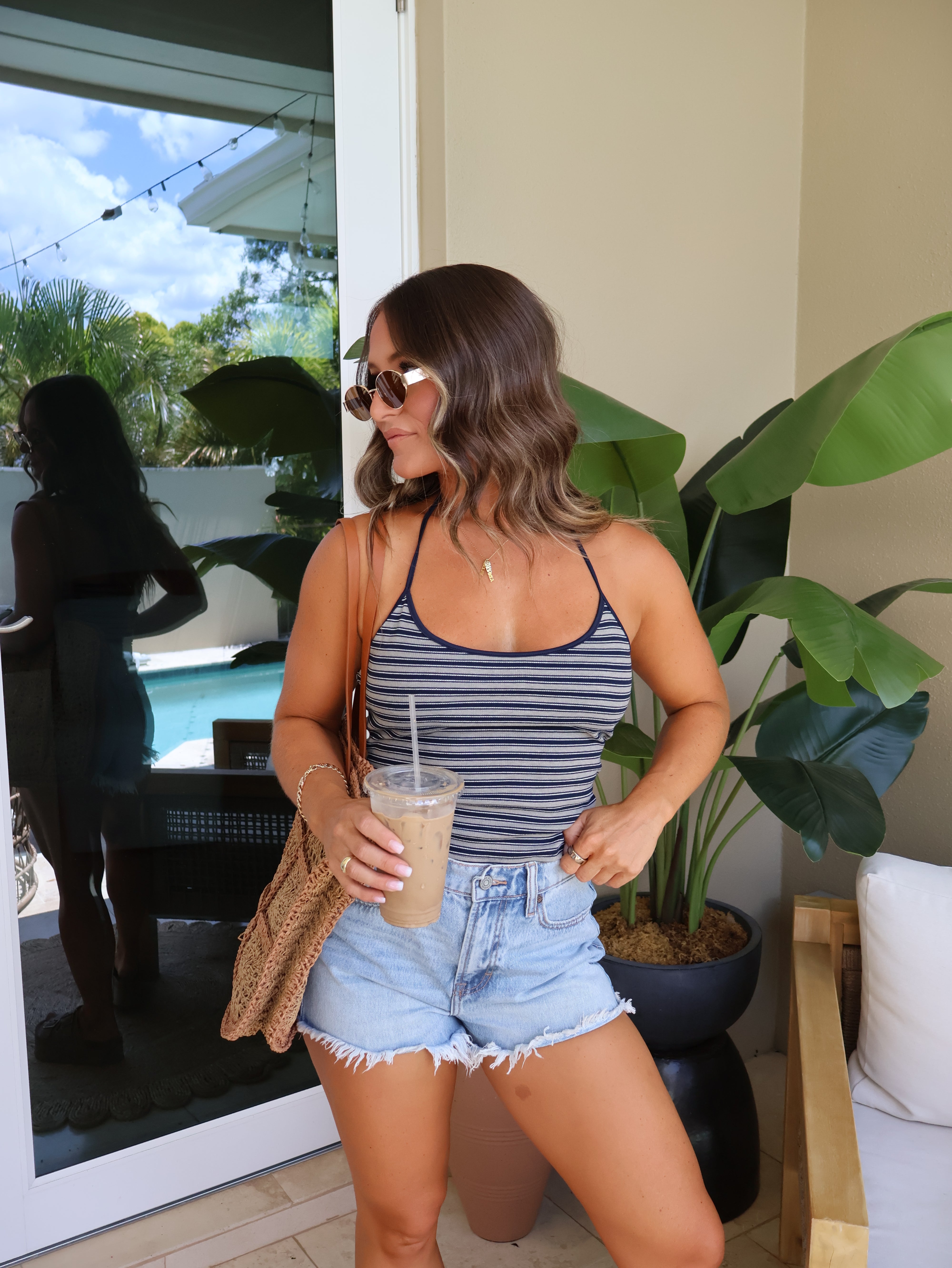 Vintage Classic Halter Top Navy Multi