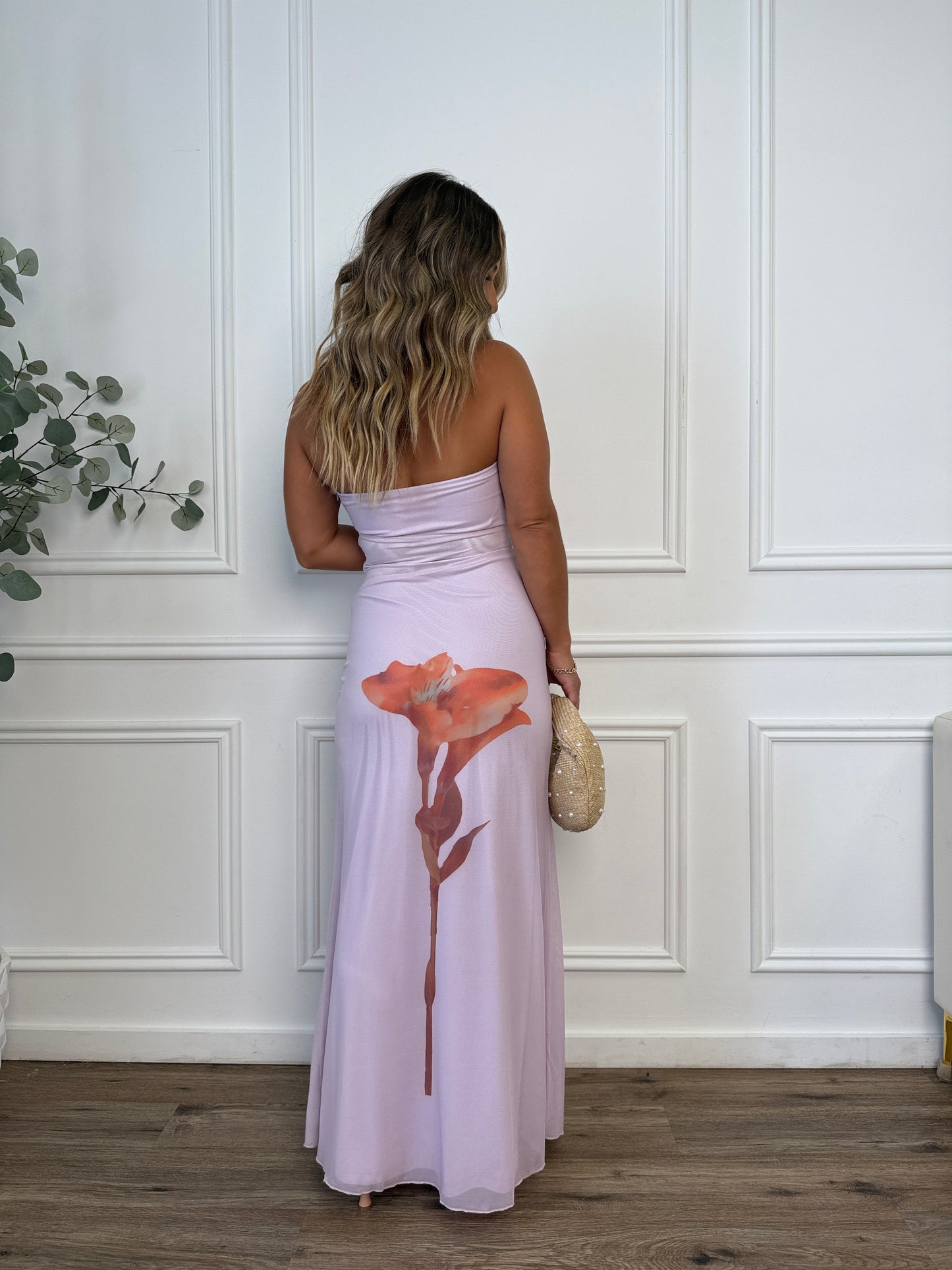Wild Flowers Mesh Maxi Dress Purple