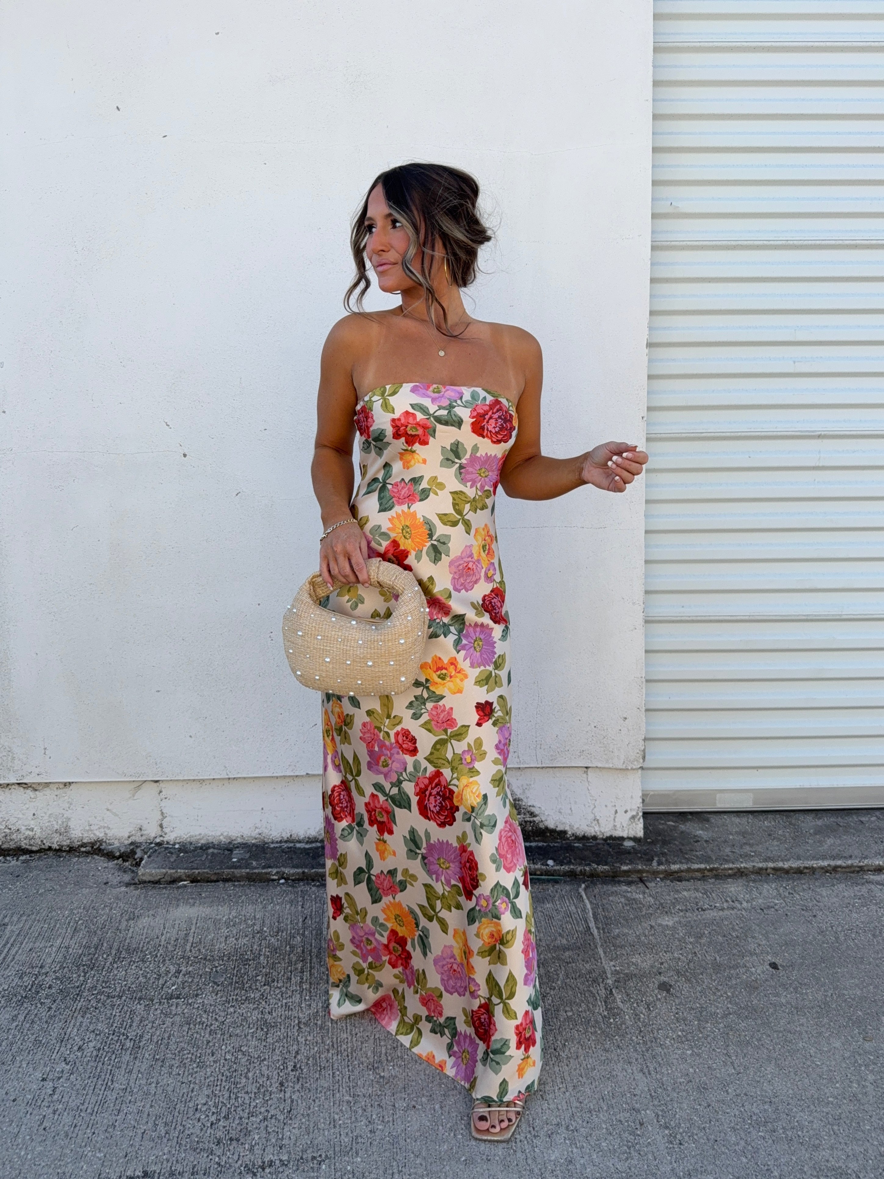 Hot Summer Nights Satin Maxi Dress Multi