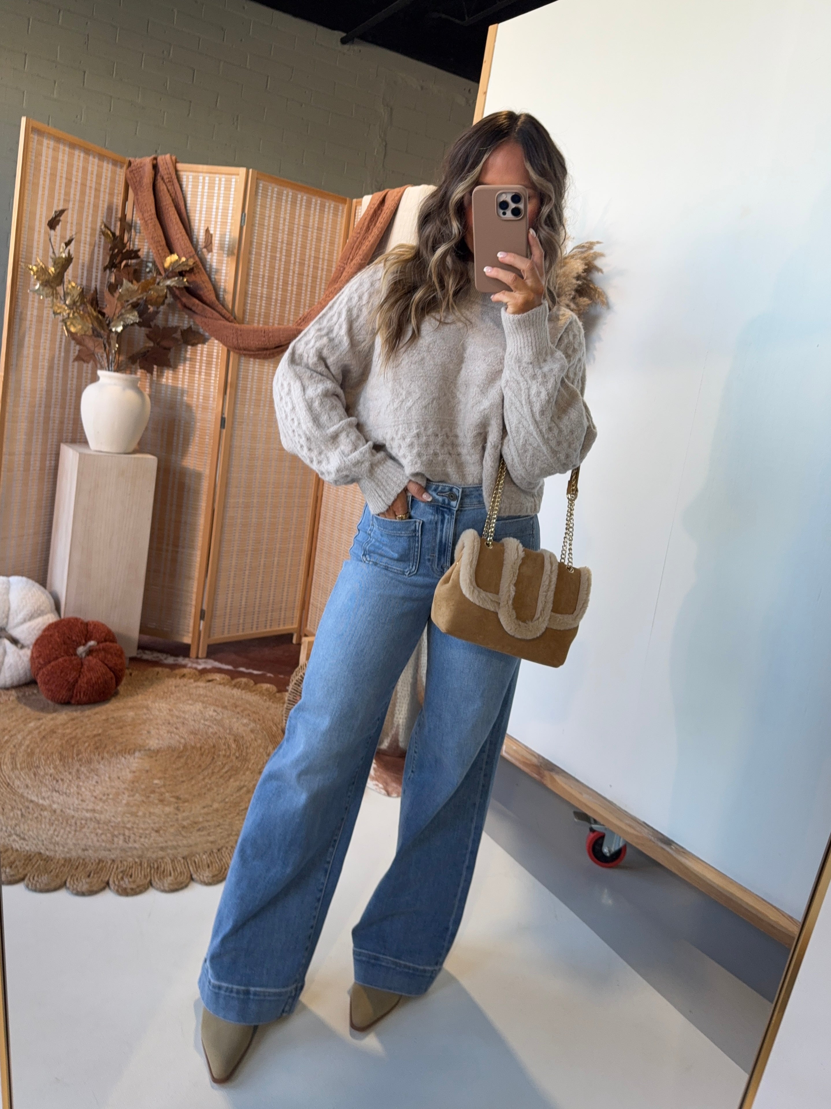 Tori High Waisted Cuff Jeans Medium Blue