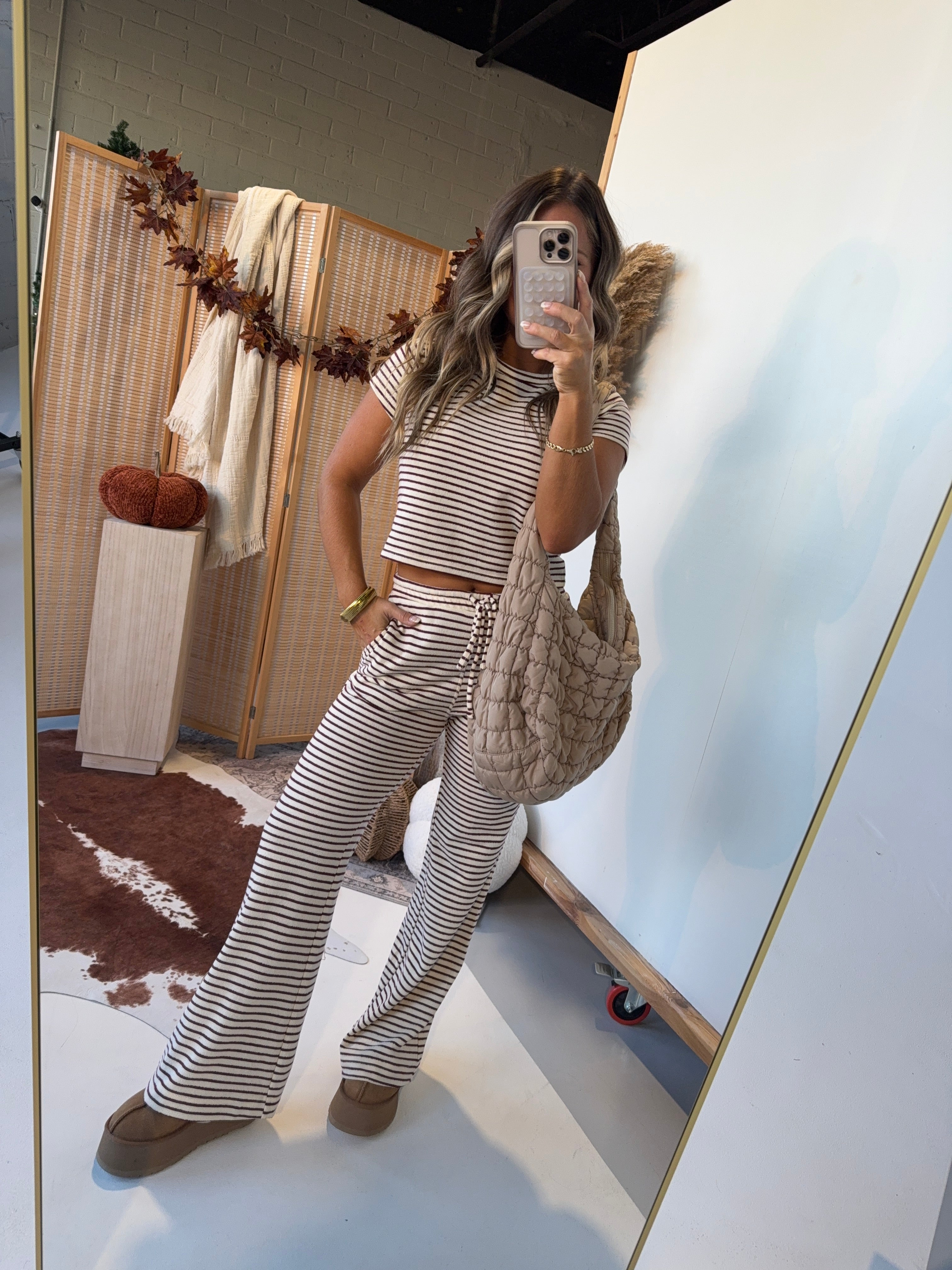Win or Lose Striped Set Cream Burgundy