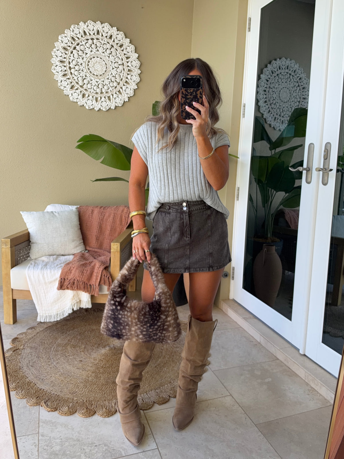 Fall Getaway Sweater Top Heather Grey
