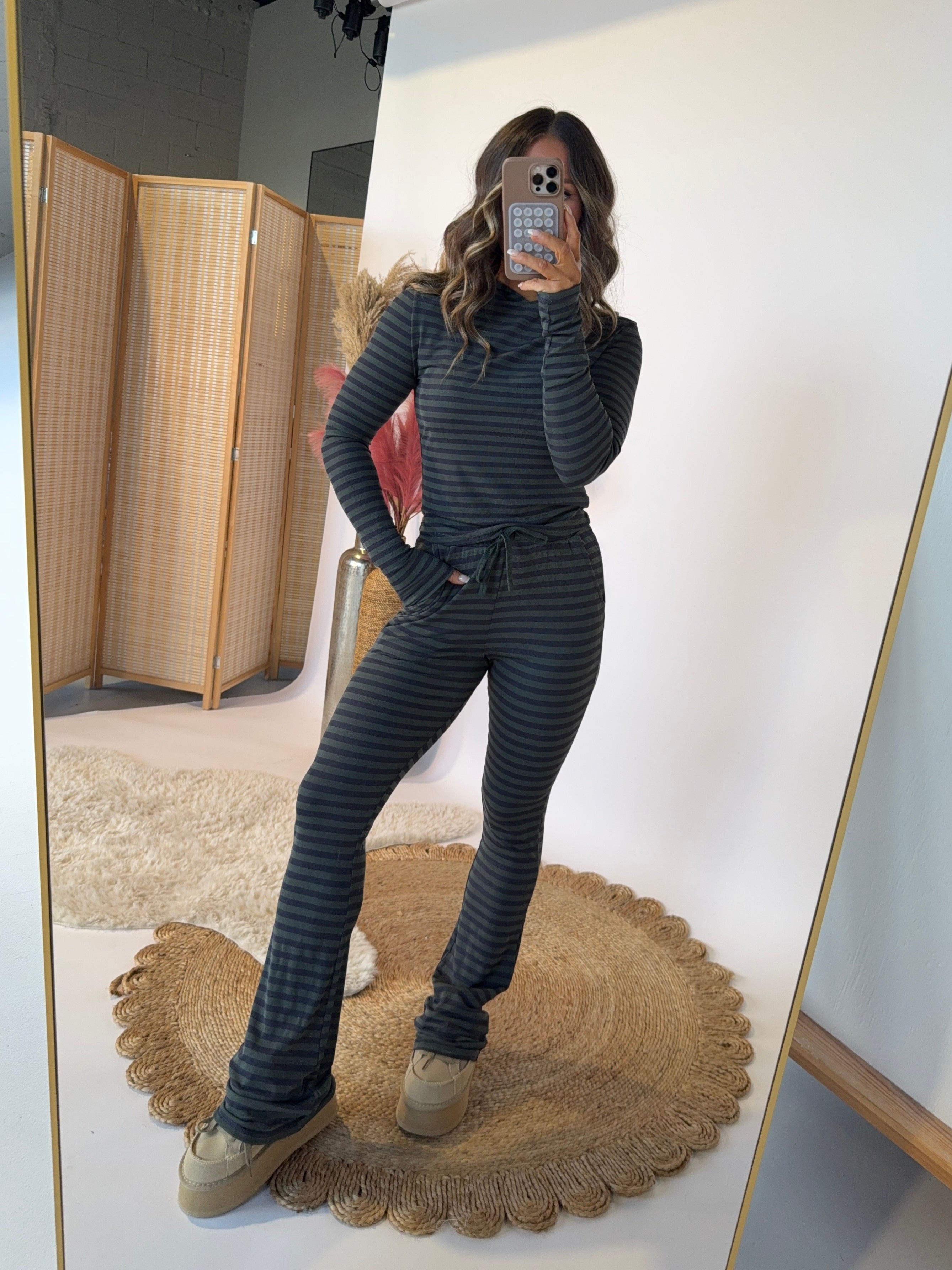 Little Moments Striped Pants Set Navy