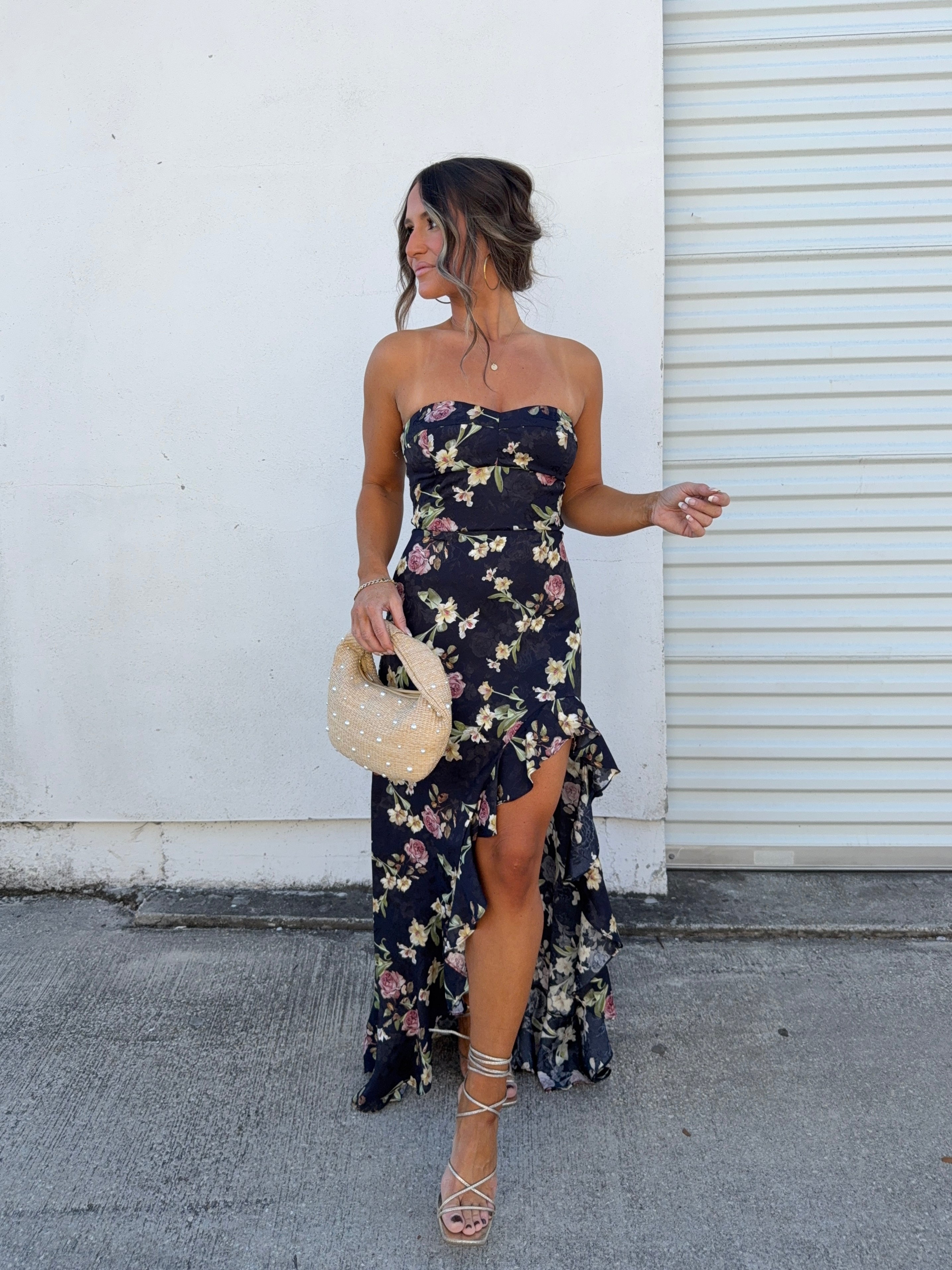 Delicate Timing Floral Maxi Dress Navy