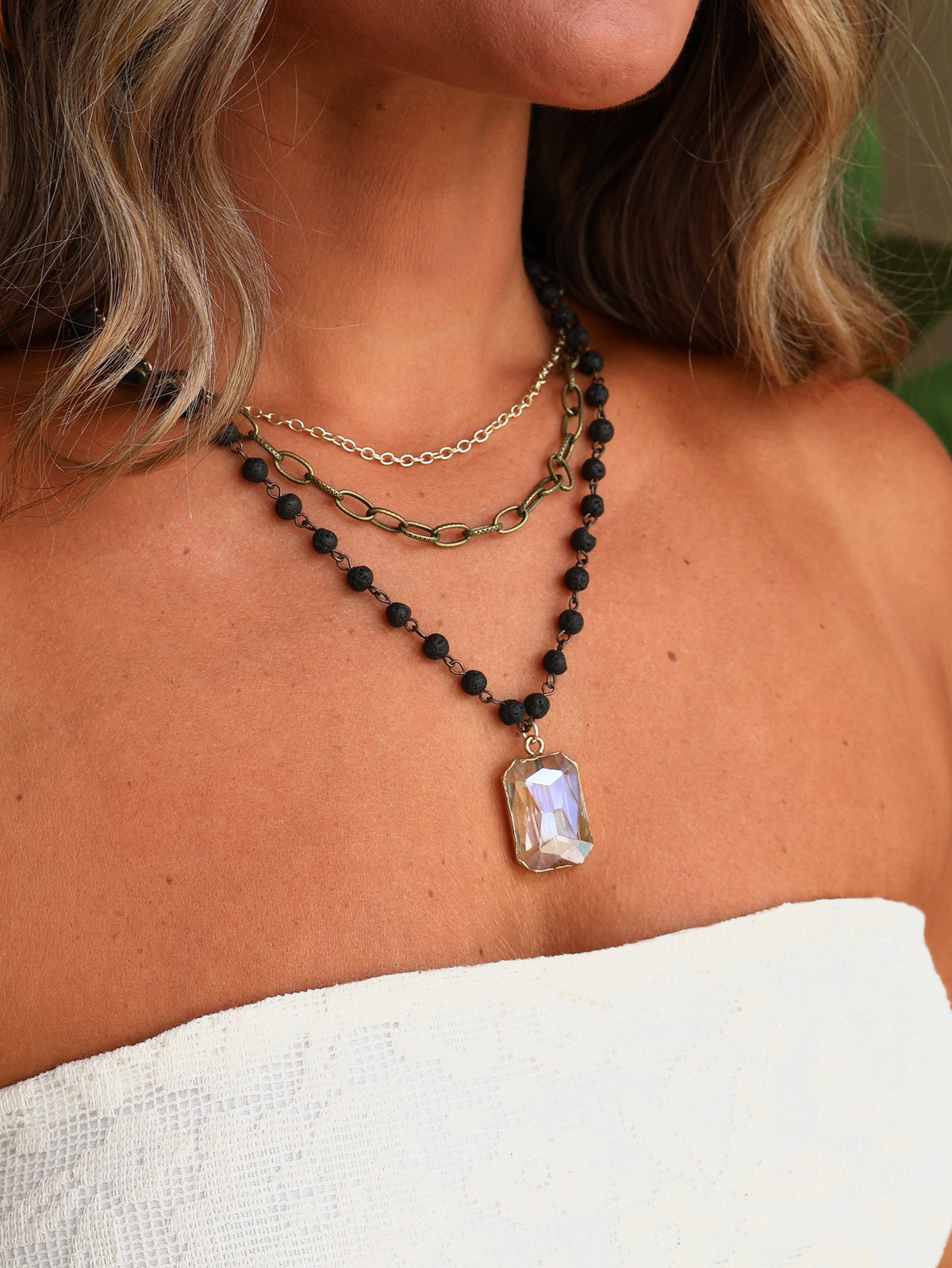 Peyton Layered Necklace Black