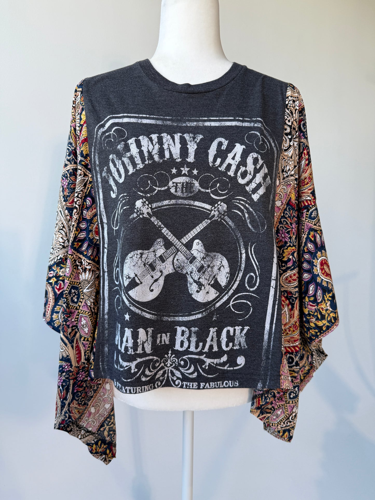 Johnny Cash Mix & Match Tee Dark Grey Floral