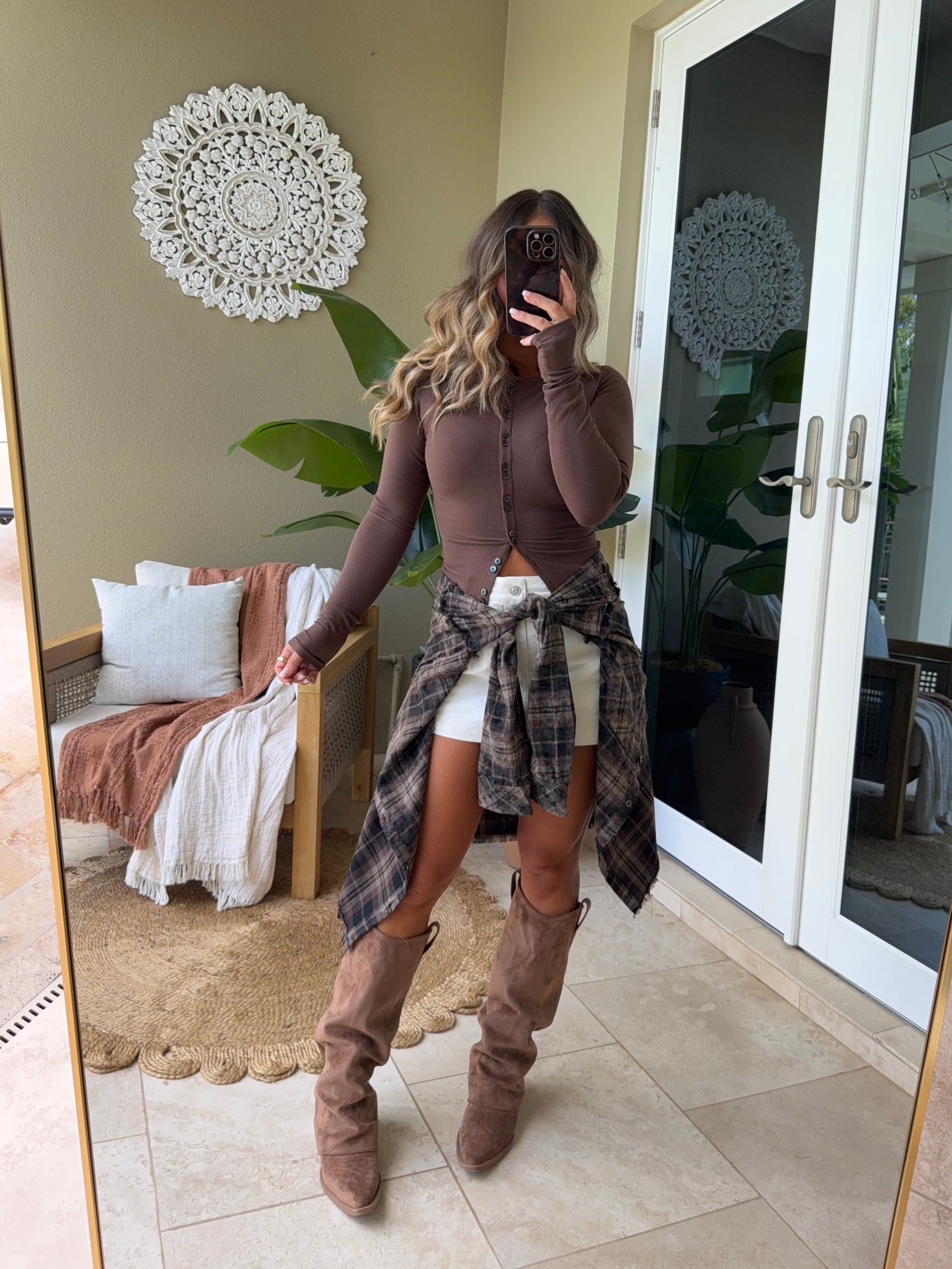Cozy with You Button Down Top Brown
