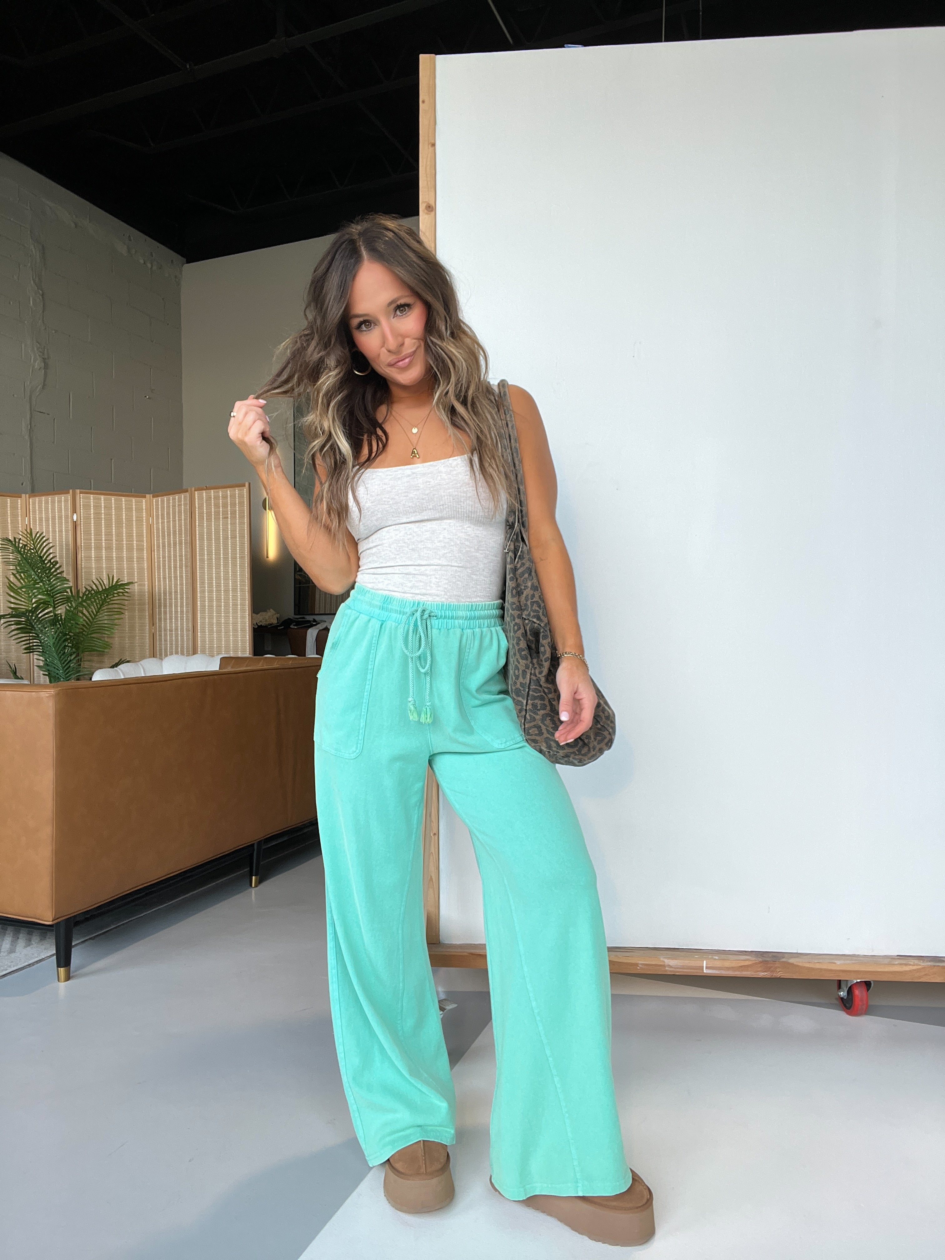 Bloome Wide Leg Pants Sea Foam