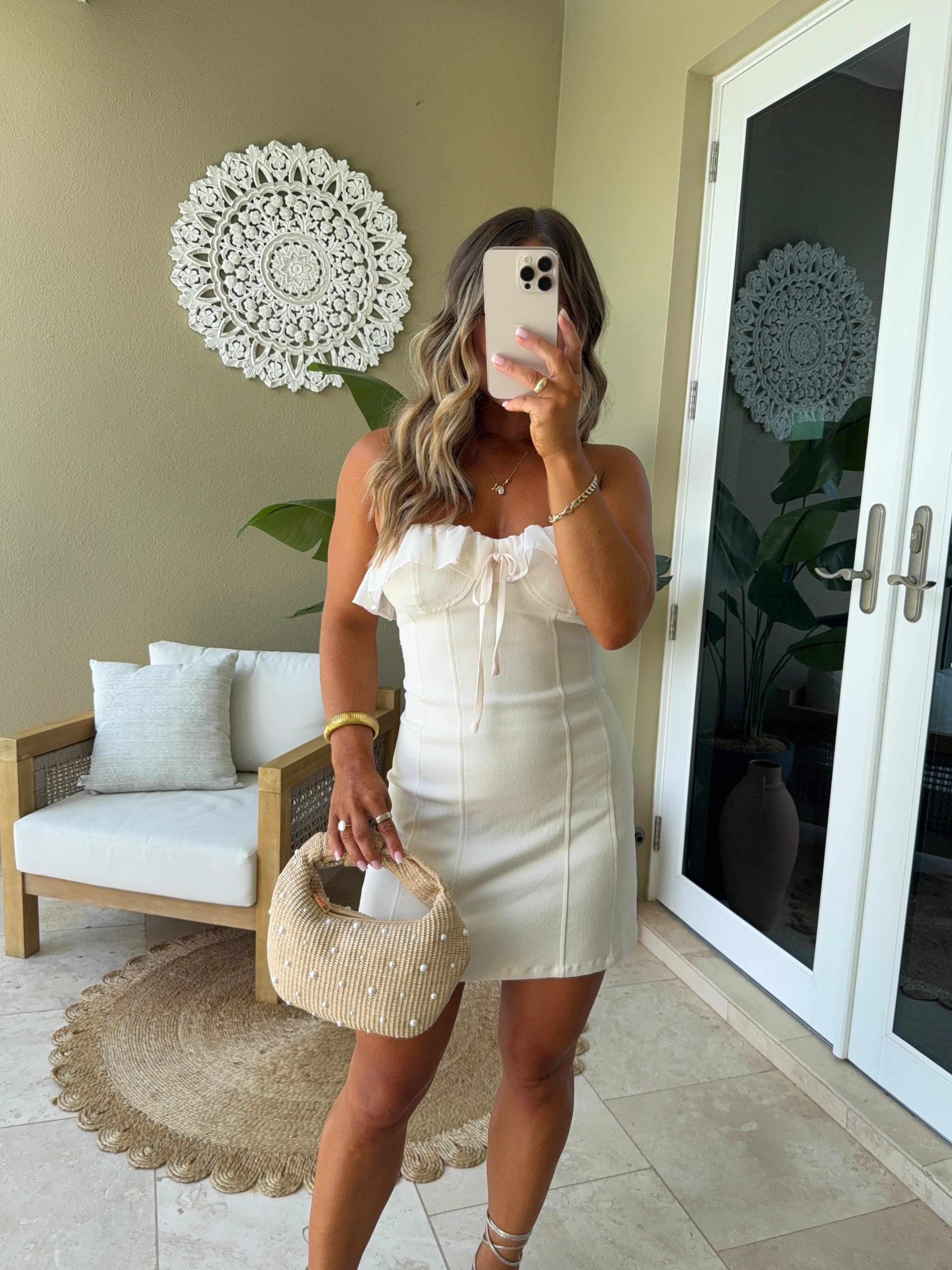 Vivienne Bustier Denim Dress Cream