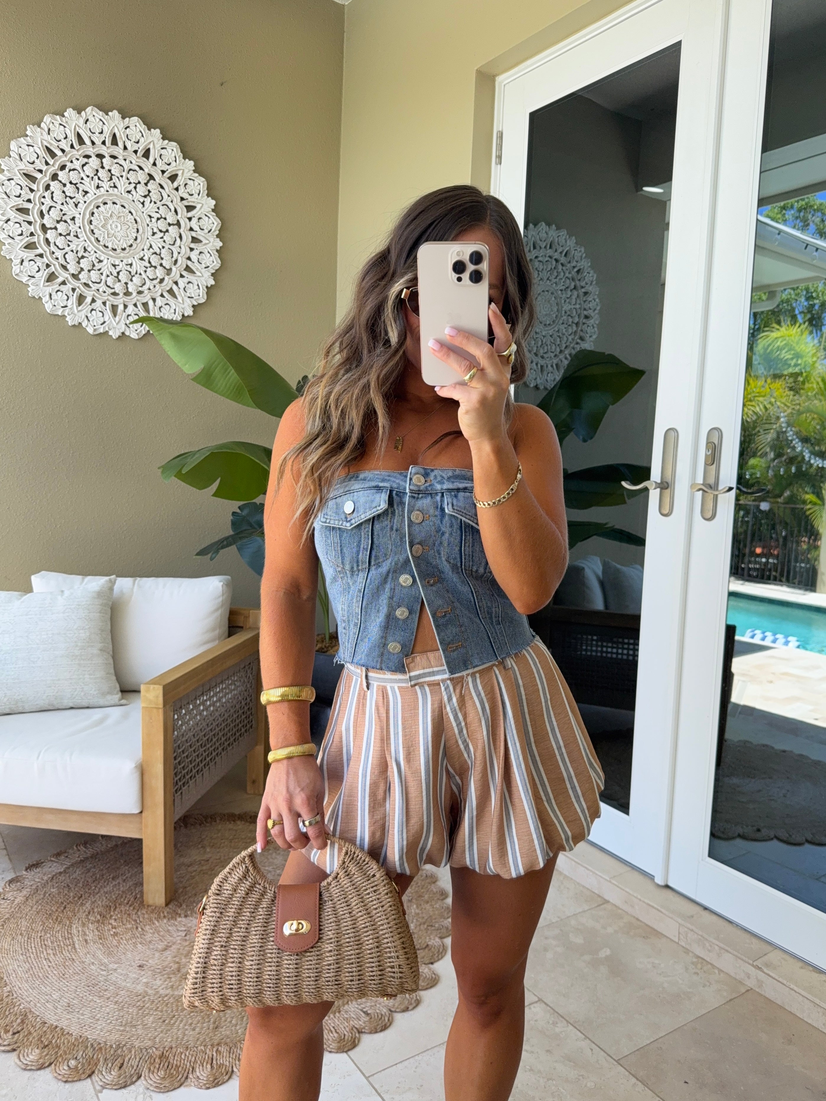 Capri Light Denim Corset Top