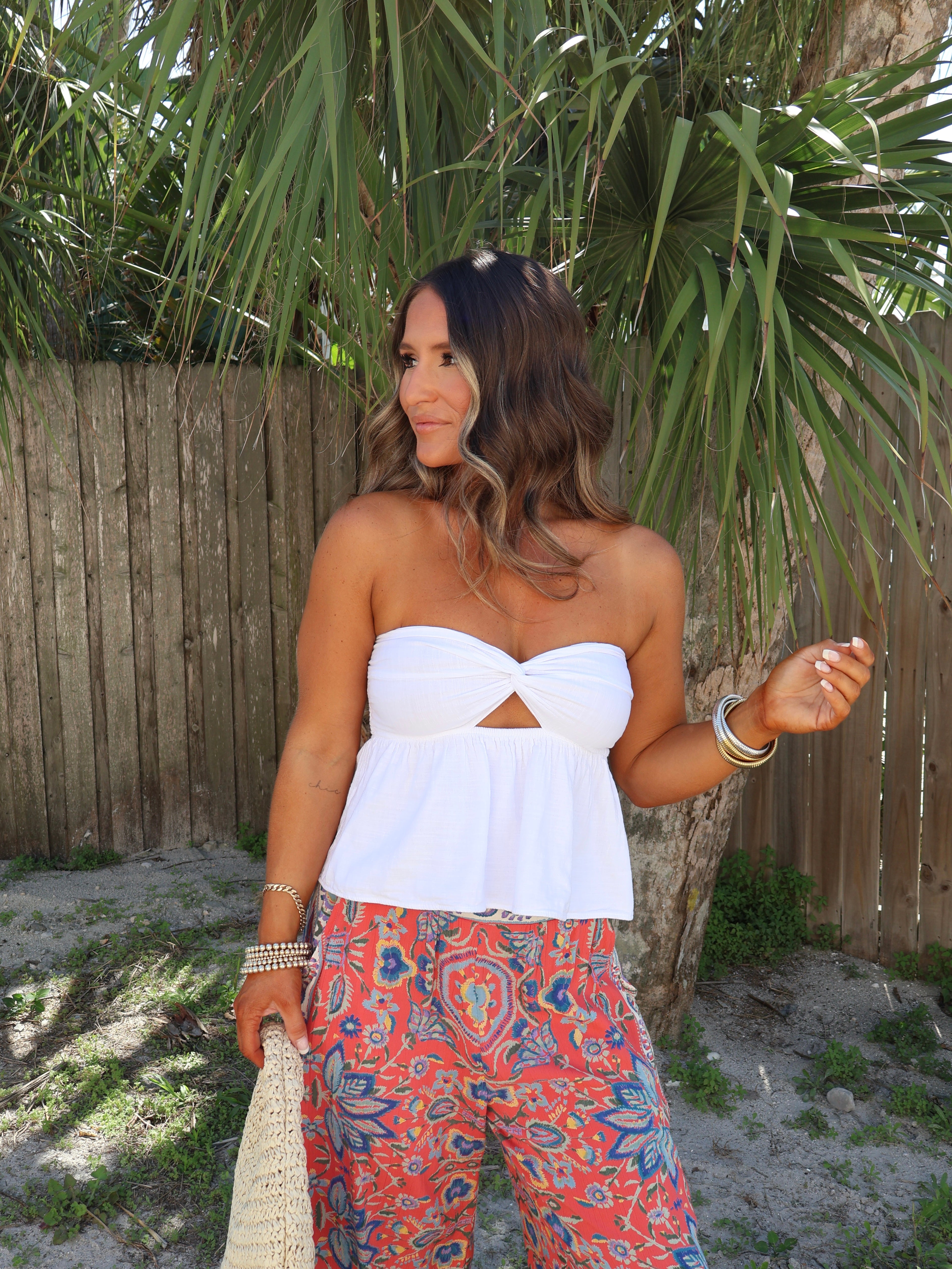 Summer Fever Twist Top White