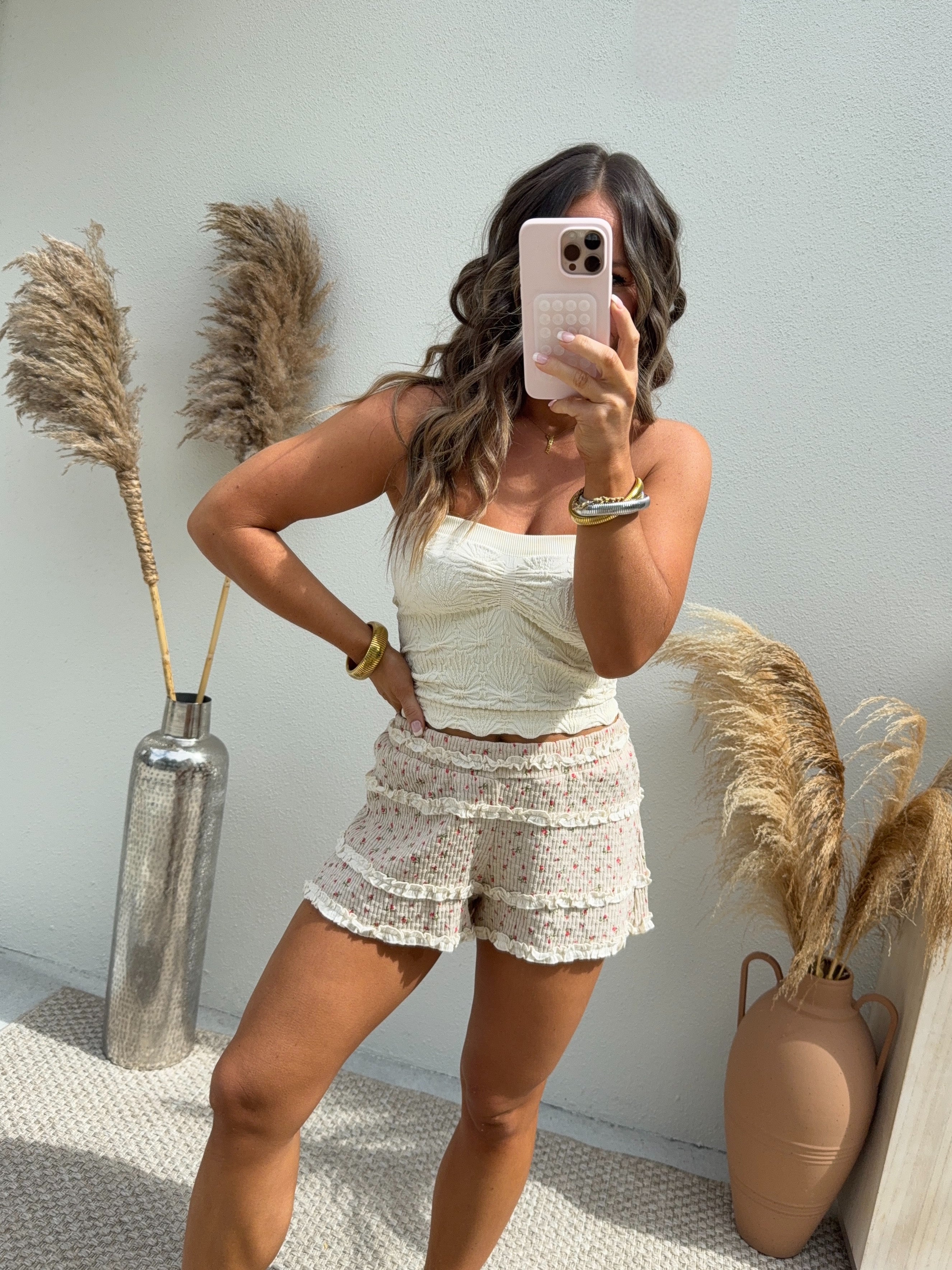 Kissed by Spring Floral Shorts Mocha