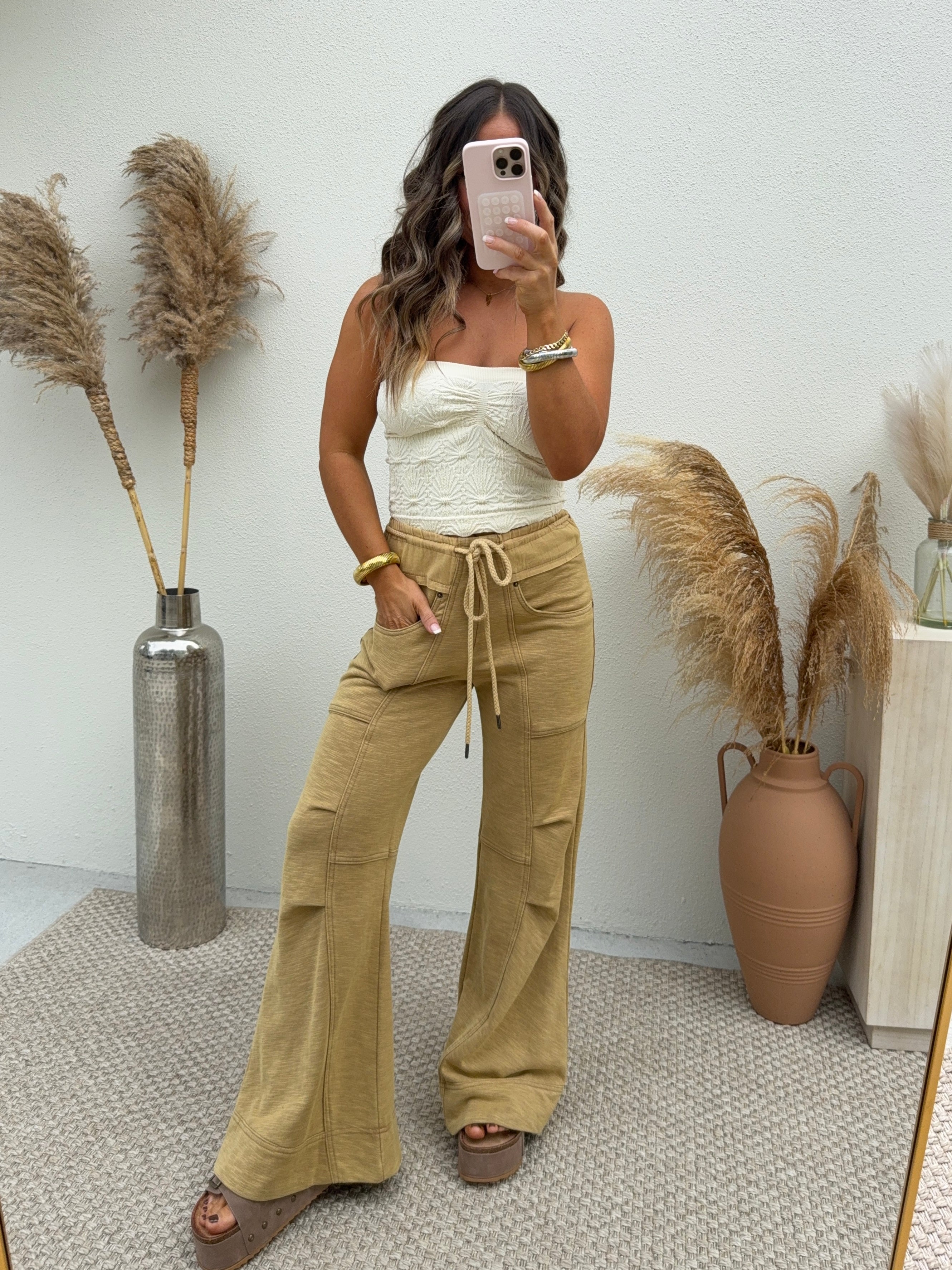 Barefoot in Bloom Pants Khaki