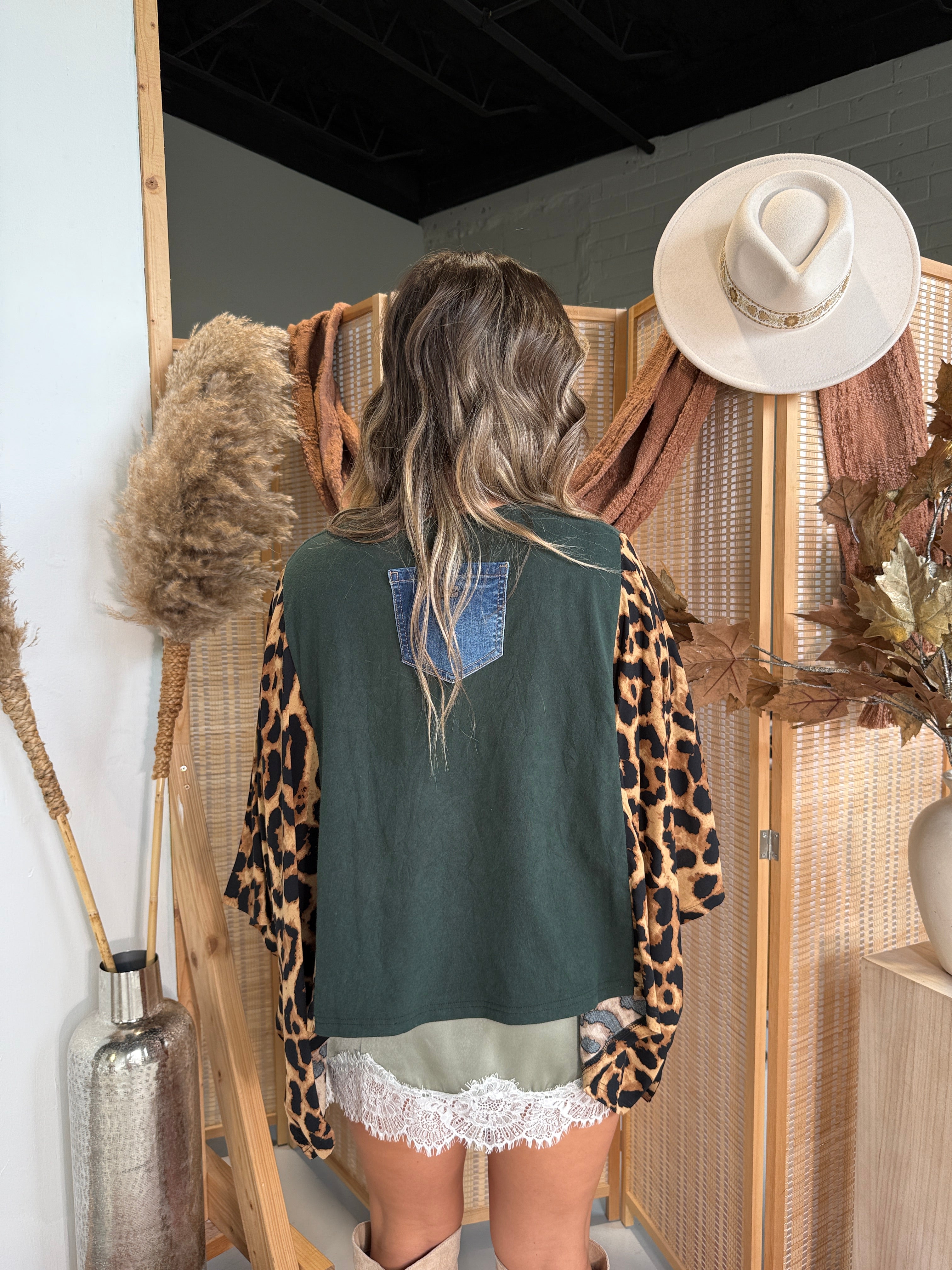 Johnny Cash Mix & Match Tee Green Cheetah