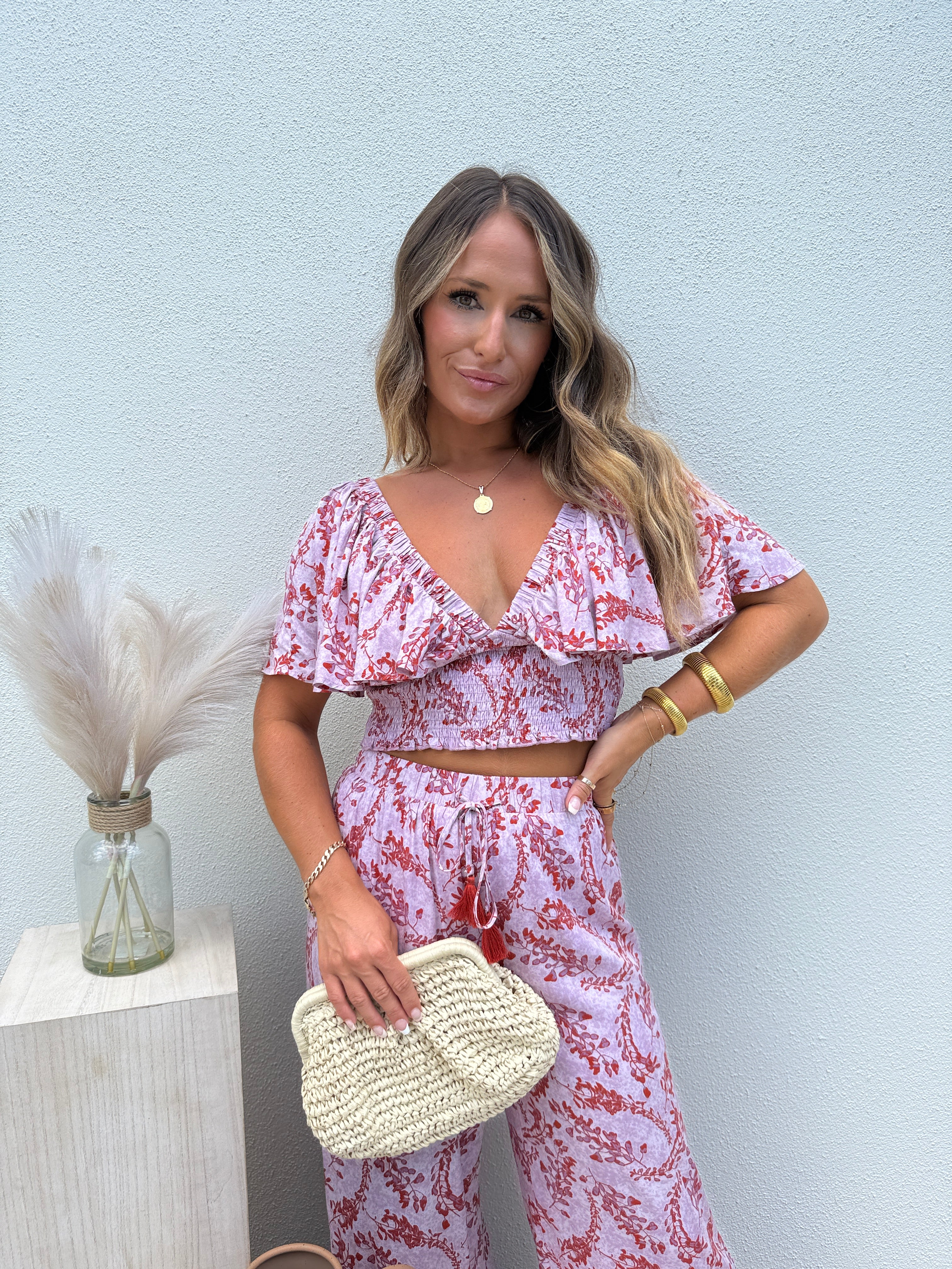 Soul Ties Flutter Top Pink Multi