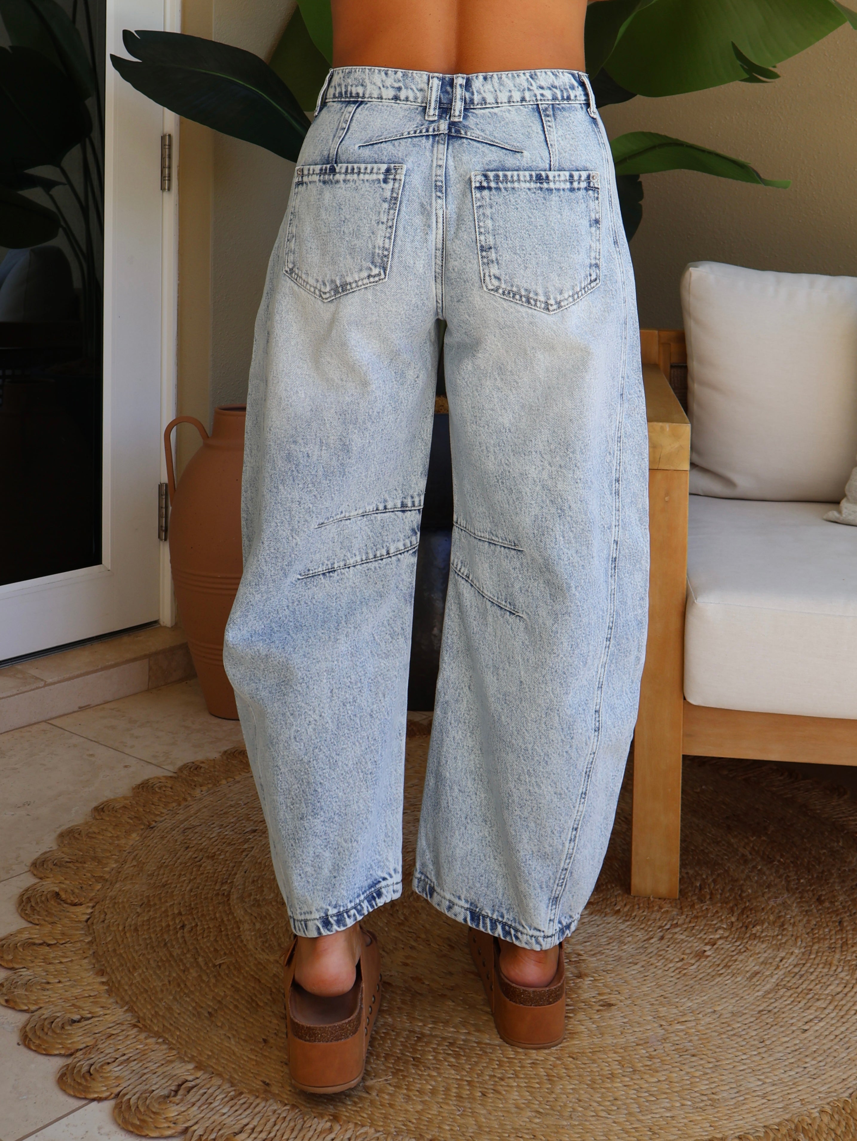 Sara Light Denim Barrel Jeans