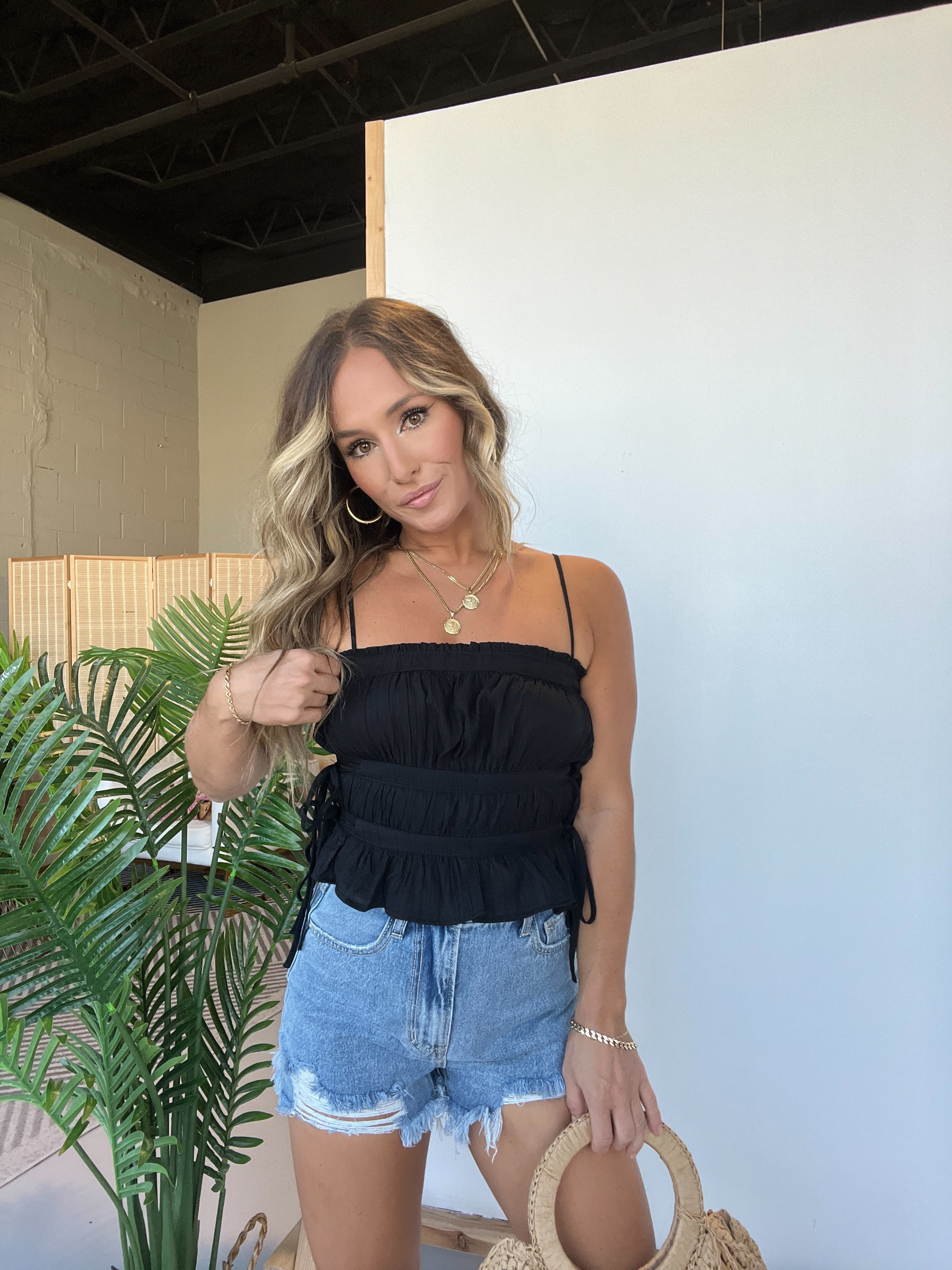 Easy Breezy Beach Top Black