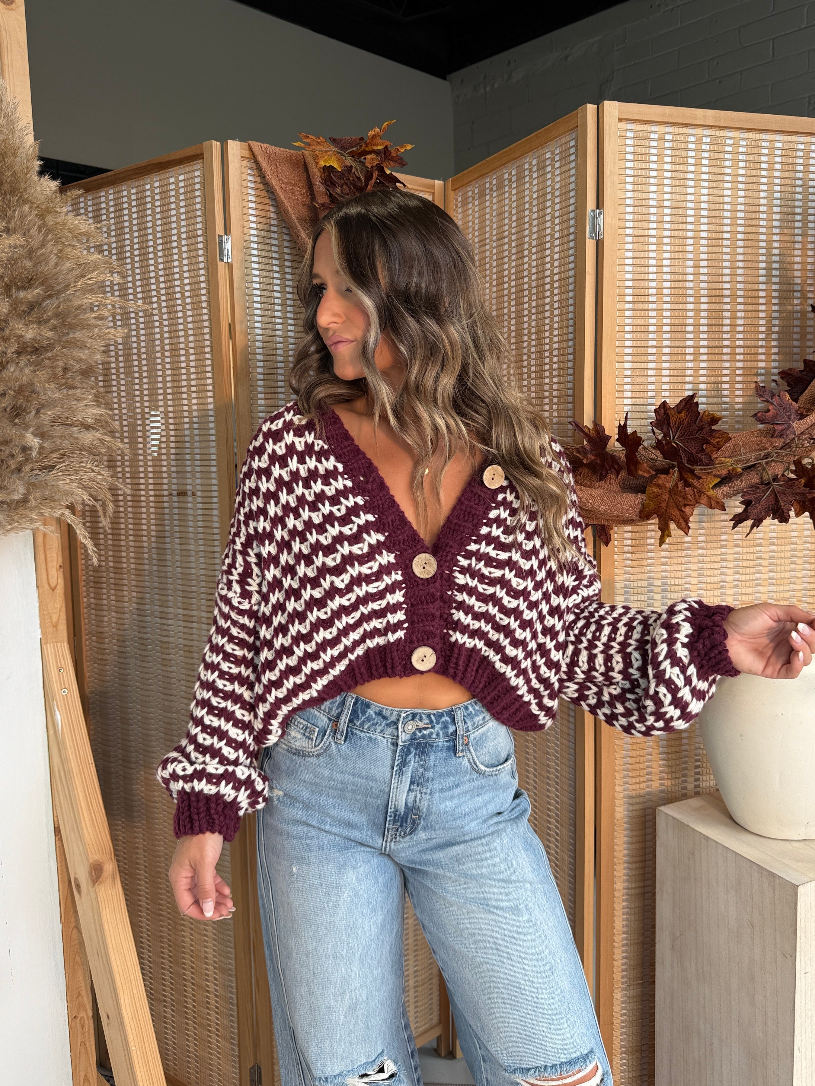 Sleepy Hallows Cardigan Burgundy Multi