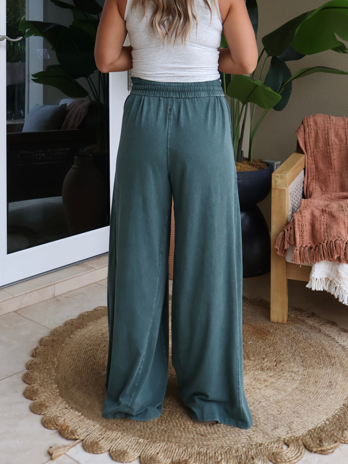 Easy Living Wide Leg Sweatpants Green
