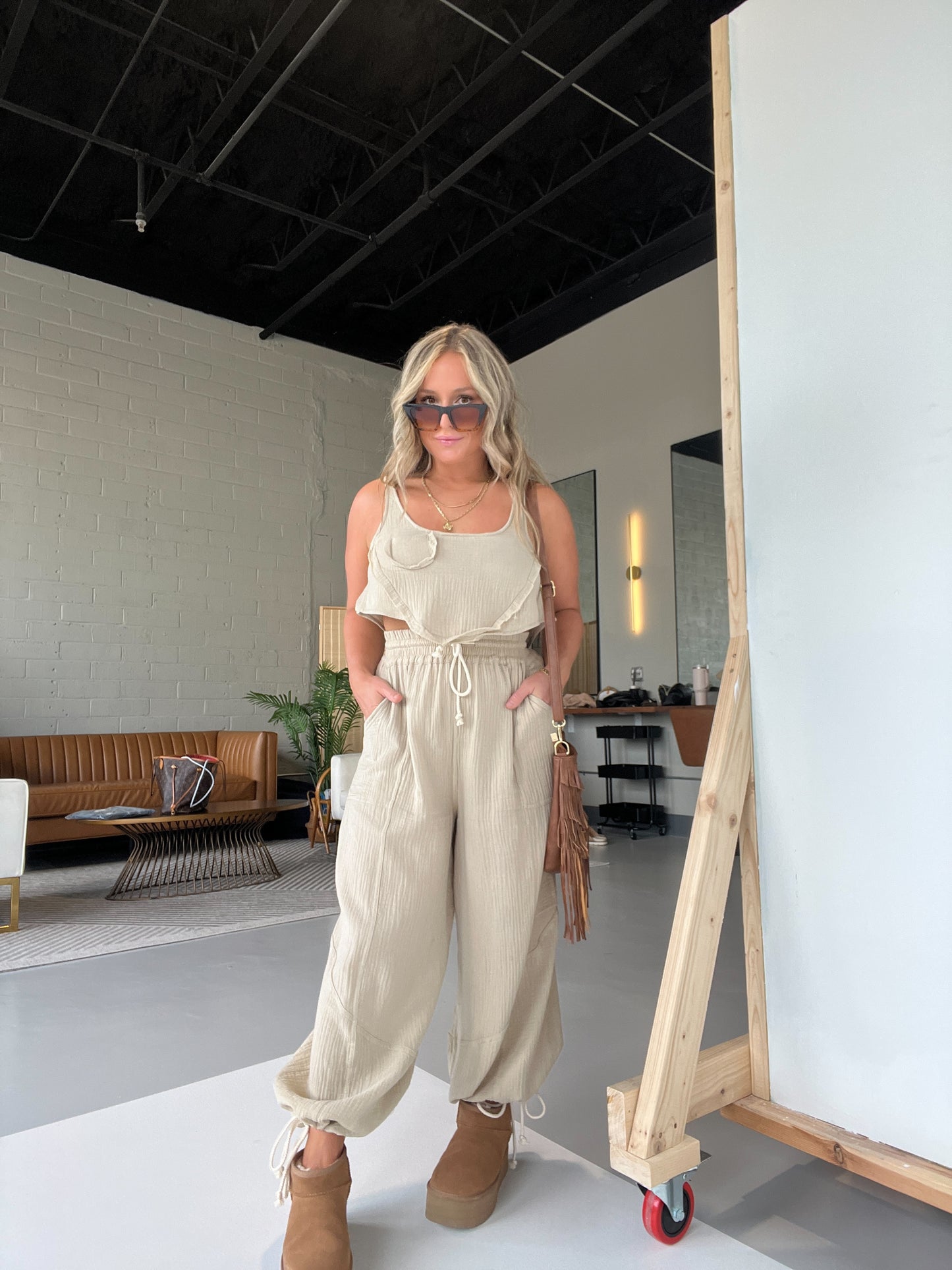 Taupe Never Ever Boho Gauze Set