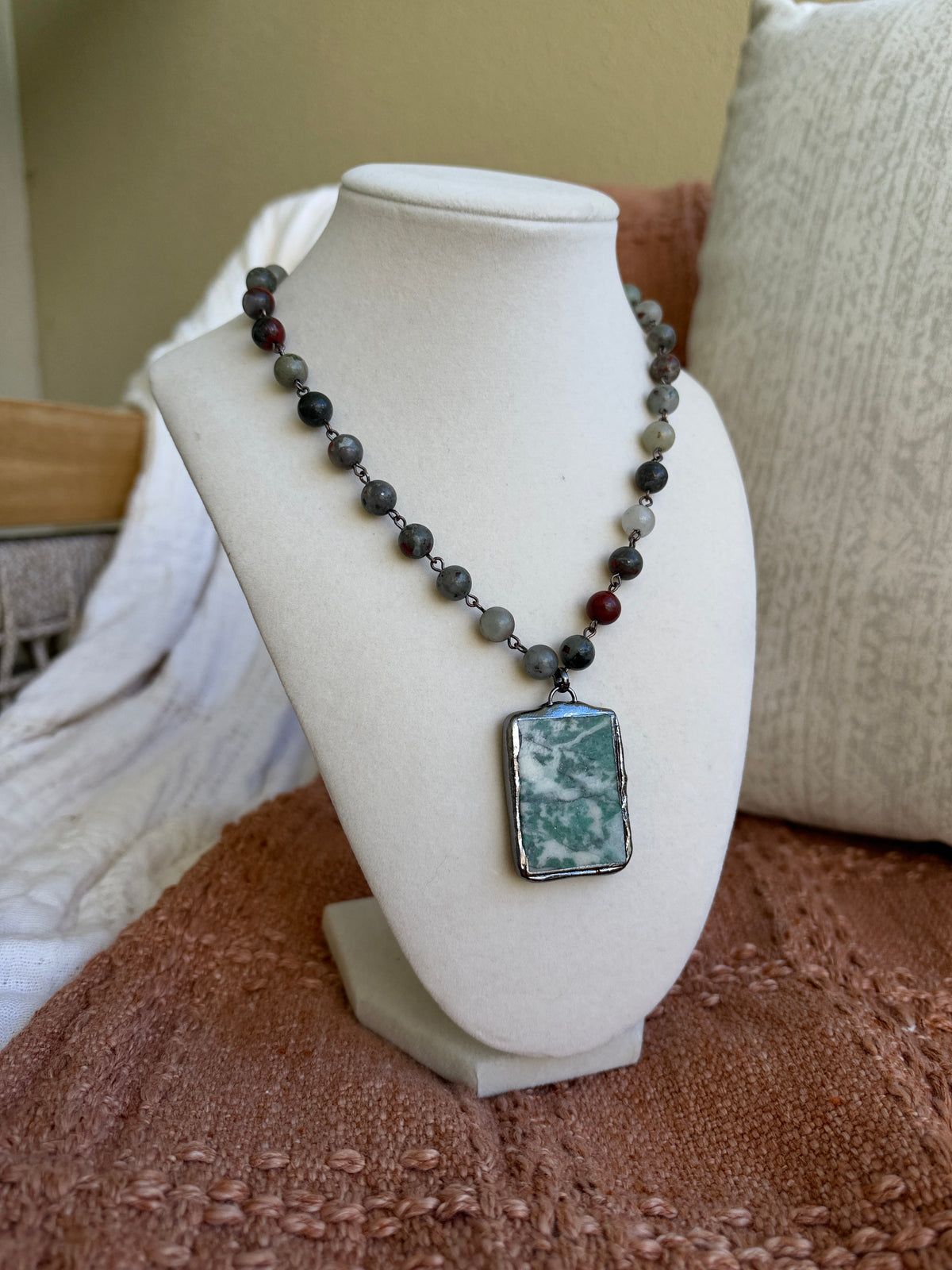 Jasper Woods Stone Necklace Turquoise